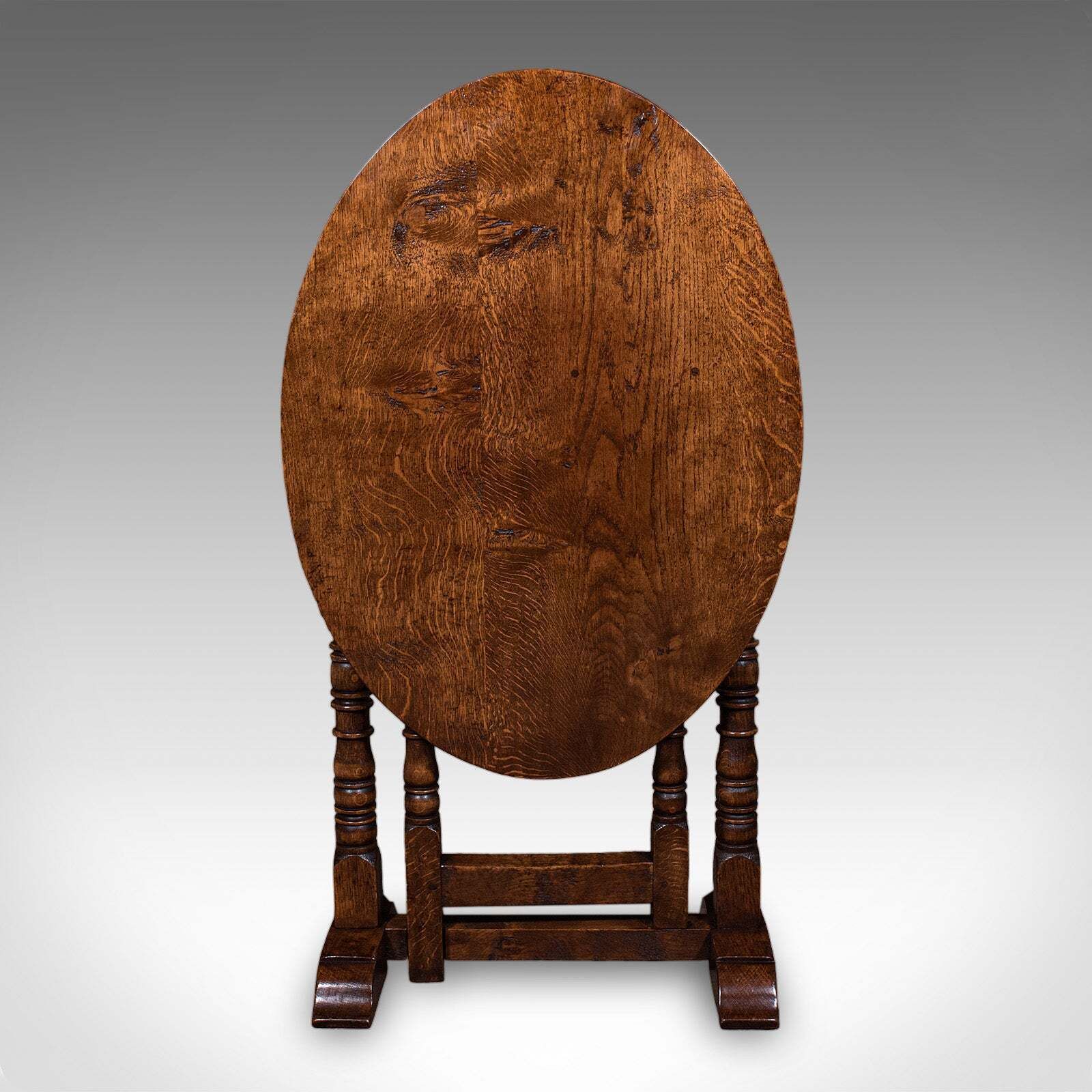 Vintage Folding Oval Occasional Table, English, Gate Leg, Side, Jacobean Revival photo vintage
