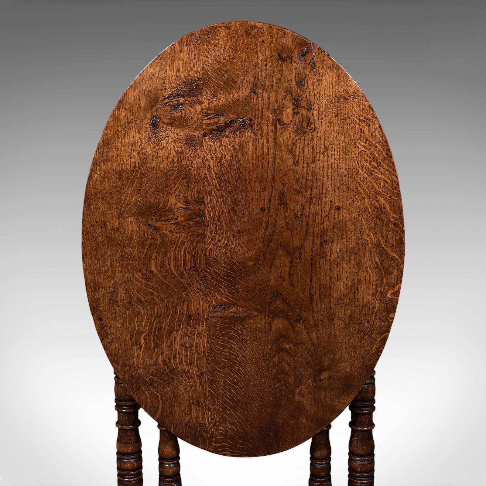photo furniture Vintage Folding Oval Occasional Table, English, Gate Leg, Side, Jacobean Revival
