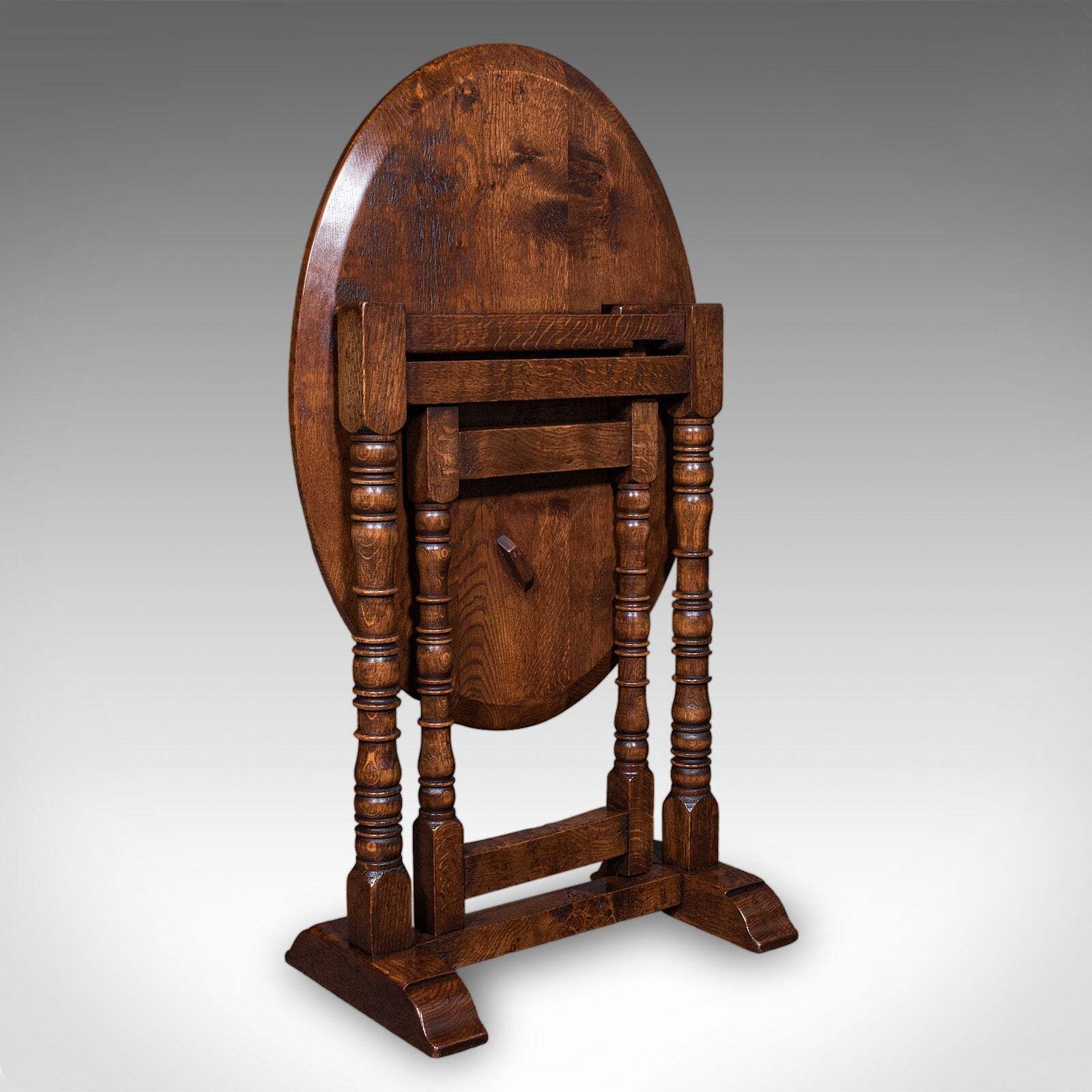 photo for sale Vintage Folding Oval Occasional Table, English, Gate Leg, Side, Jacobean Revival