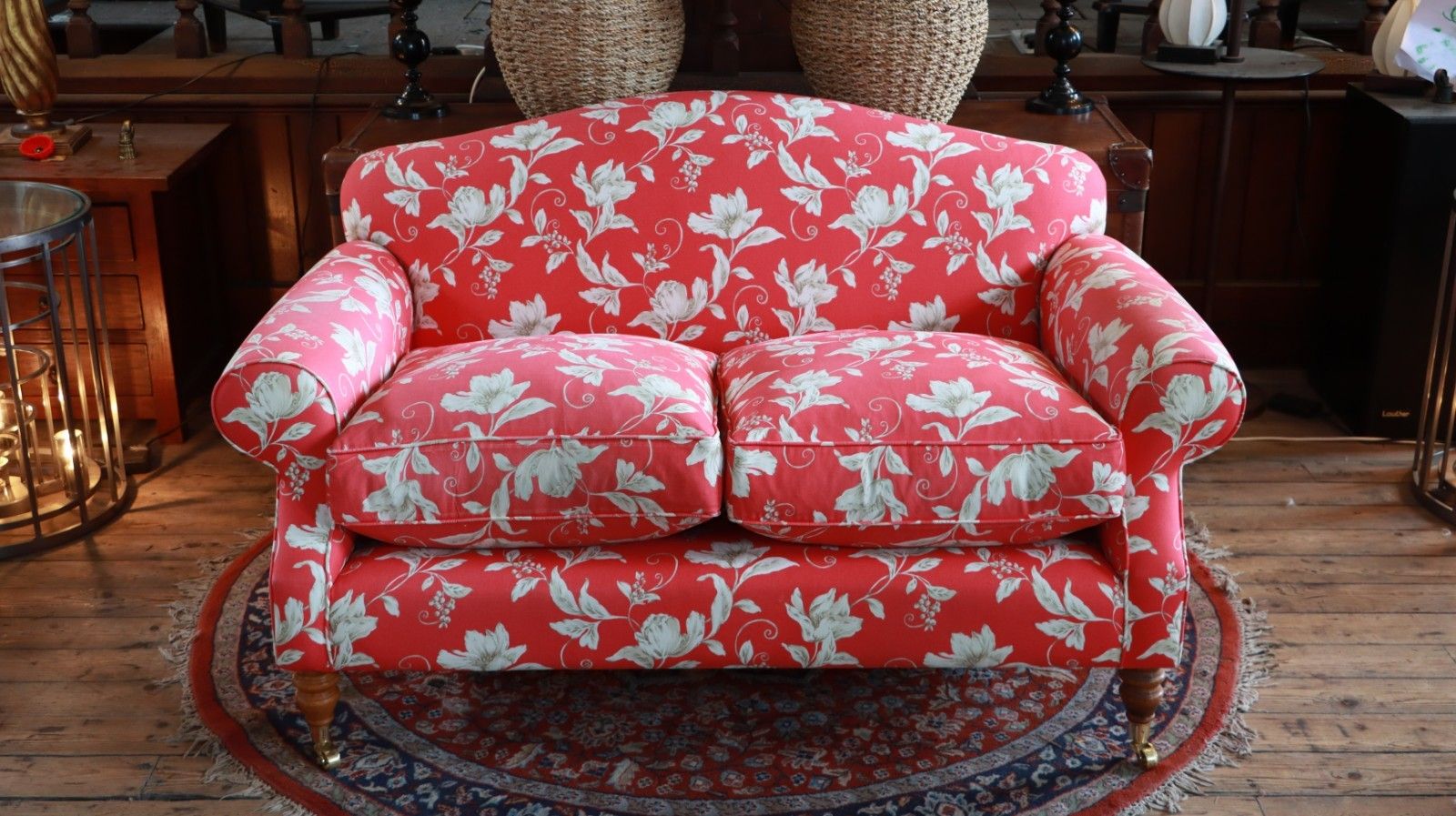 Beaumont And Fletcher George Smith Style Small 2 Seater Sofa Crimson Floral 🚚 photo buy