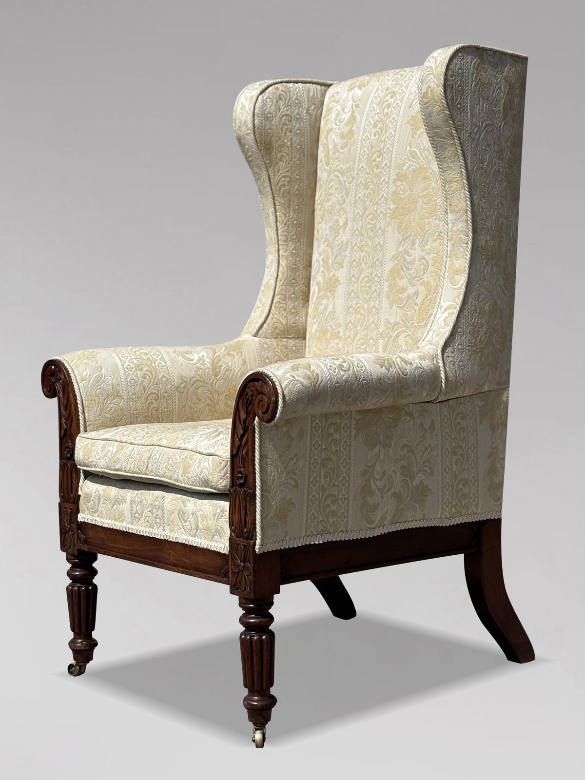 photo furniture 19th Century William IV Period Mahogany Upholstered High Back Wing Armchair