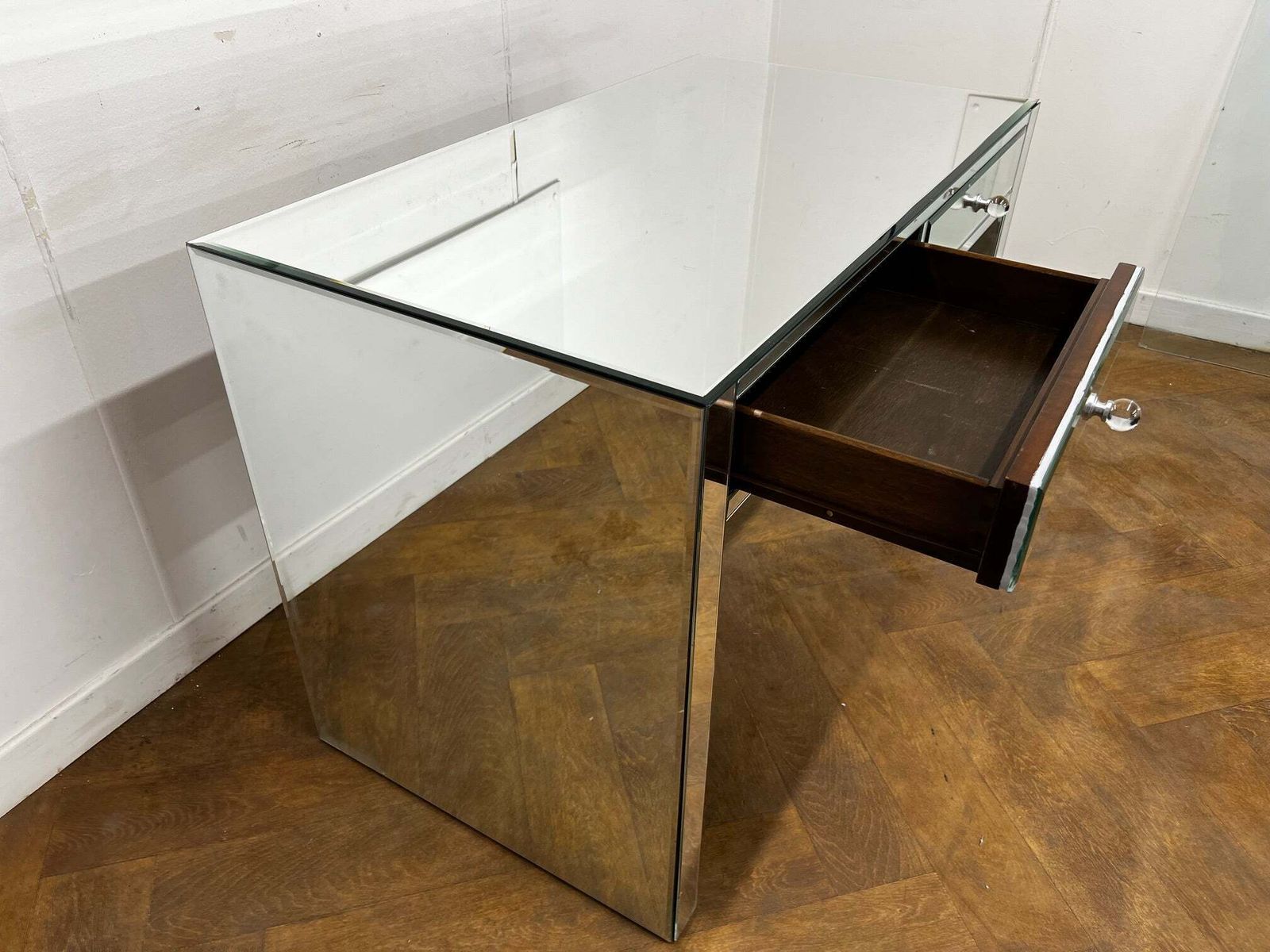 Art Deco Style Glazed Mirrored 2 Drawer Console/Dressing Table photo Furniture