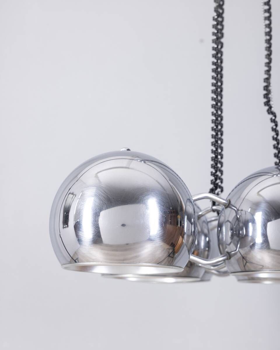 Vintage 1970s Chrome Plated Chandelier Designed By Goffredo Reggiani photo 848.0