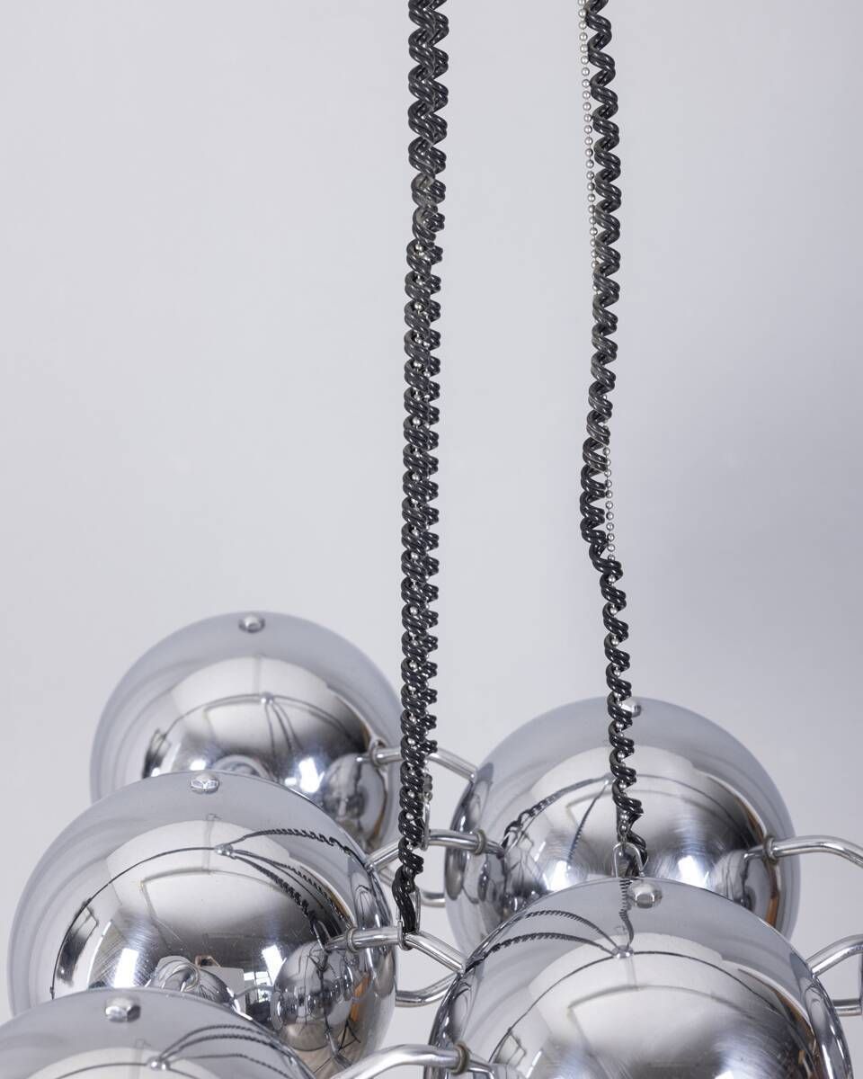 photo furniture Vintage 1970s Chrome Plated Chandelier Designed By Goffredo Reggiani