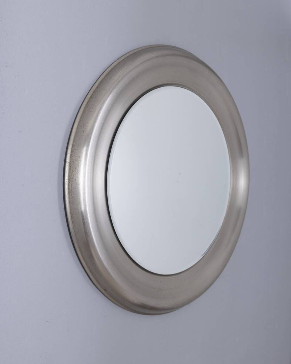 photo furniture Vintage 1960s Round Wall Mirror In Metal By Goffredo Reggiani