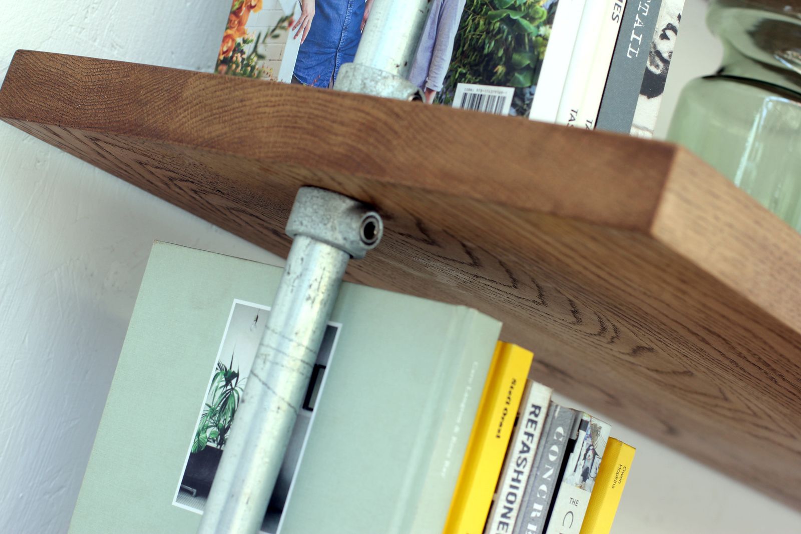 Struan Bent Galvanised Steel Pipe And Premium Oak Bookcase   Bespoke Industrial Furniture photo vintage