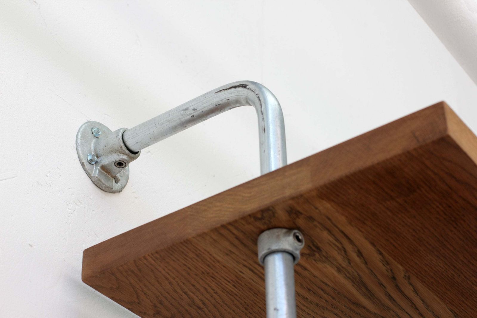 photo furniture Struan Bent Galvanised Steel Pipe And Premium Oak Bookcase   Bespoke Industrial Furniture