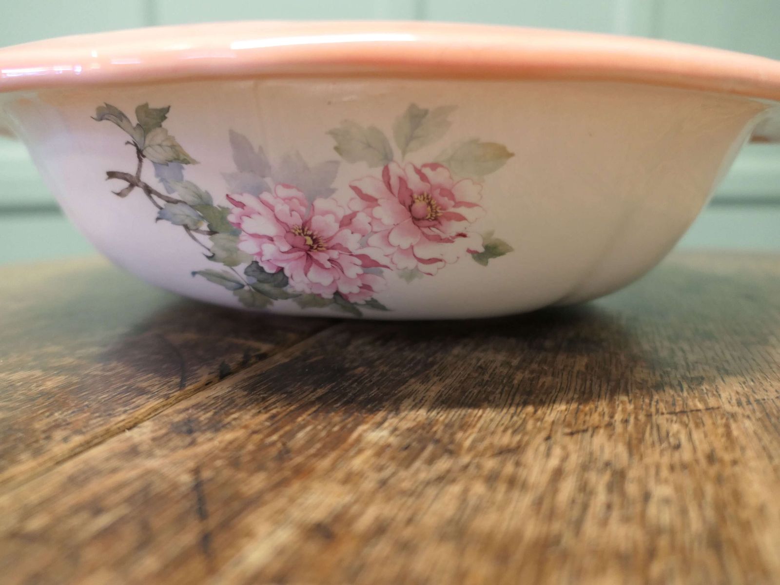 Ironstone Pitcher And Bowl Hand Painted, Pink Roses This Attractive And Colourful Pair photo buy