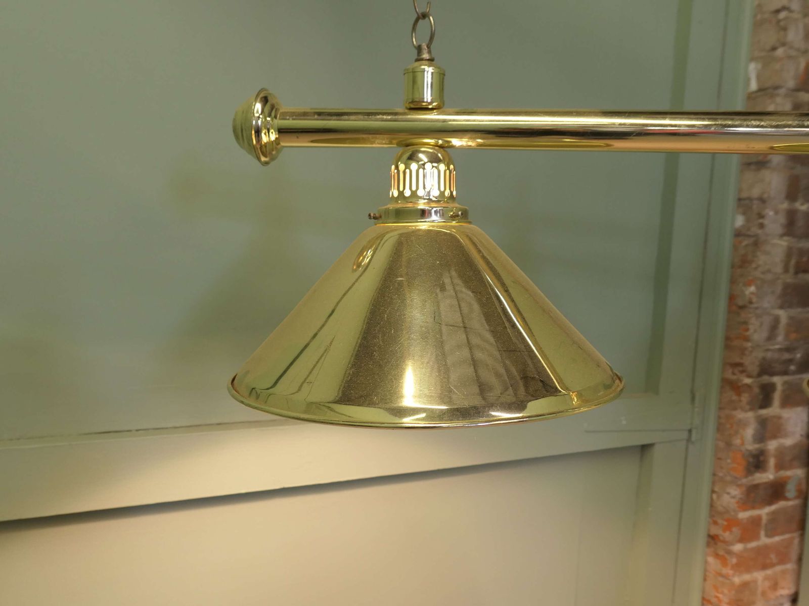 Superb Large Brass Triple Dining Table Light, Snooker Style This Is A Very Grand Lamp photo for sale