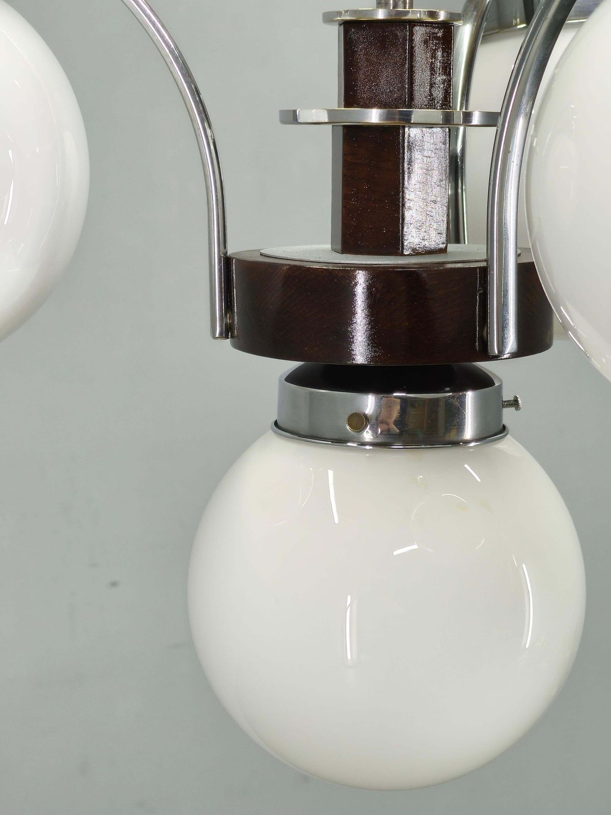 1930s Czech Art Deco Chandelier With Four Opaline Glass Shades photo vinterior