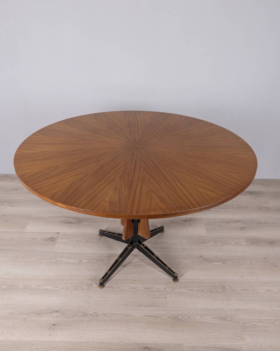 photo for sale Vintage Wooden Round Table From 1960s Designed By Carlo Ratti For Lissoni