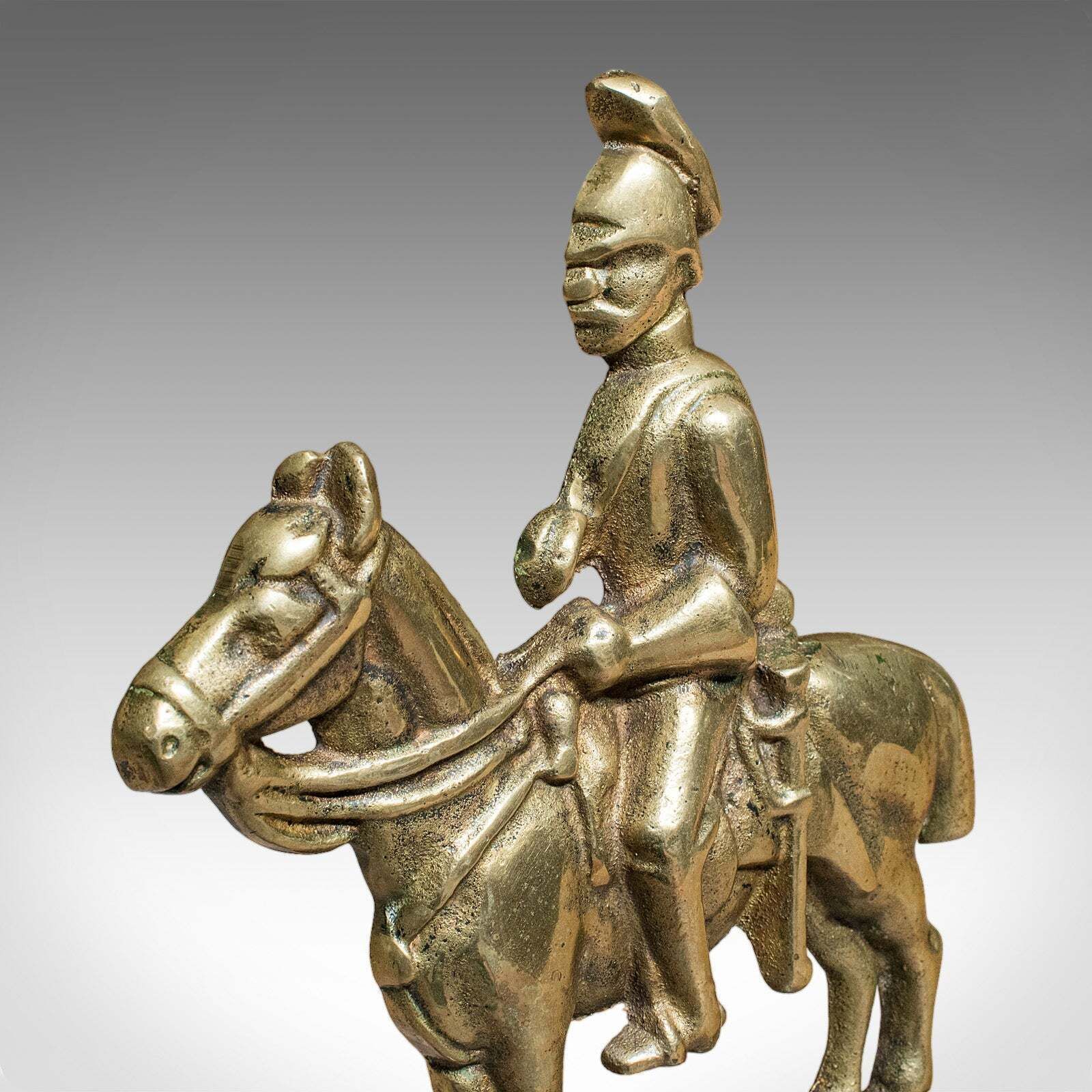 photo for sale Pair Of Antique Mounted Horse Rider Bookends, English, Book Rests, Victorian