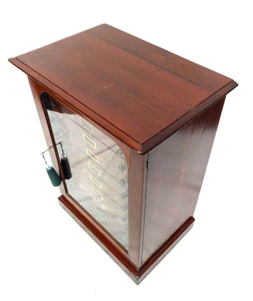 photo buy Antique Victorian Mahogany & Glass Specimen Collectors Filing Drawer Cabinet