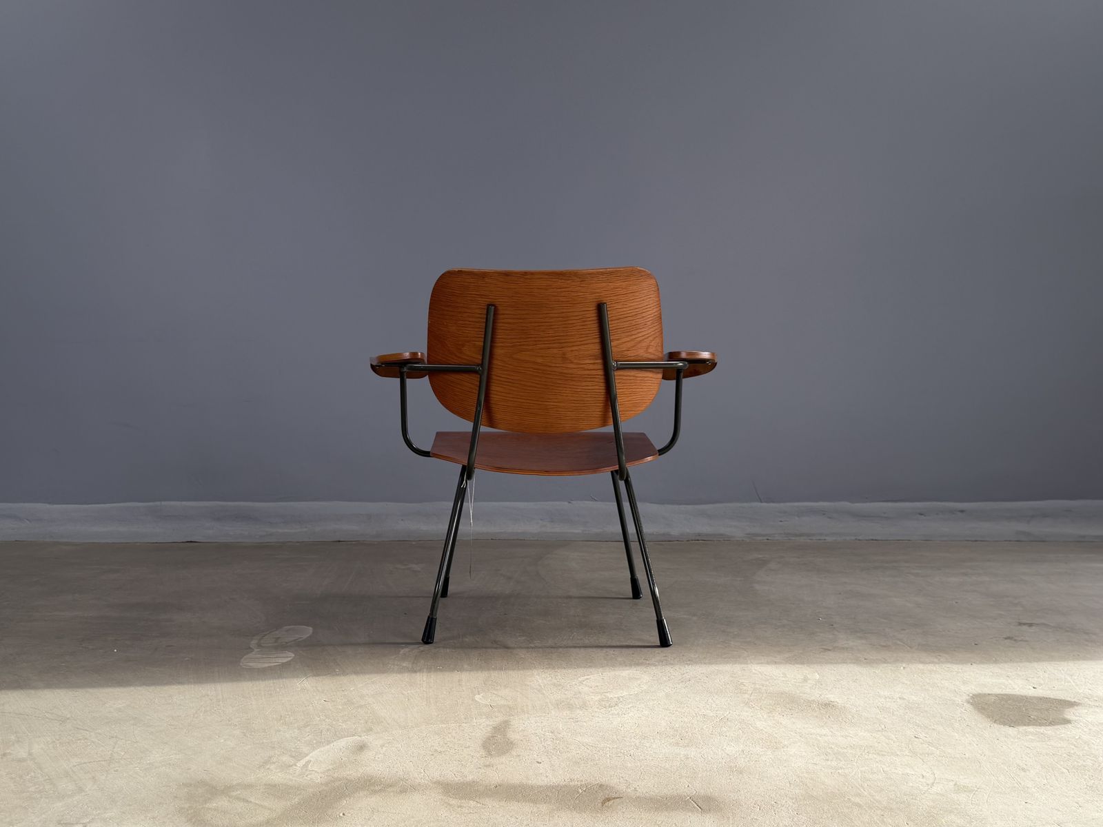Rare Dutch Modernist Armchair Attributed To Tjerk Reijenga | Bent Plywood & Steel | C.1960s photo for sale