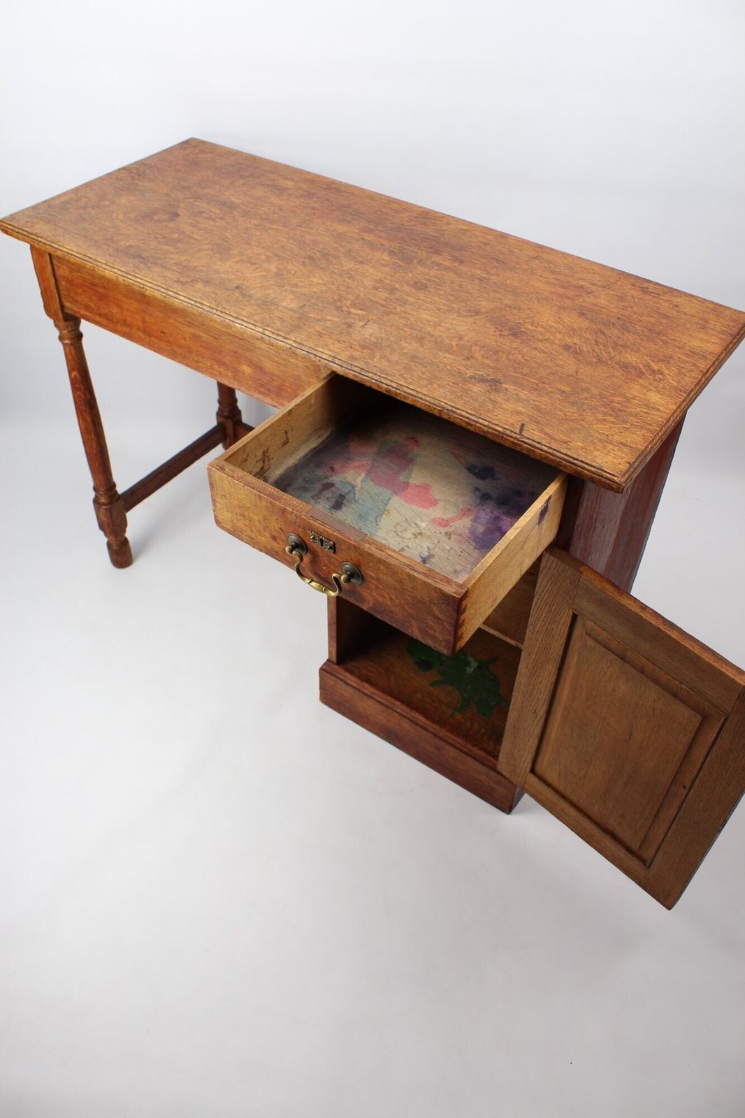 Slim Edwardian Oak Desk, 1910s photo for sale