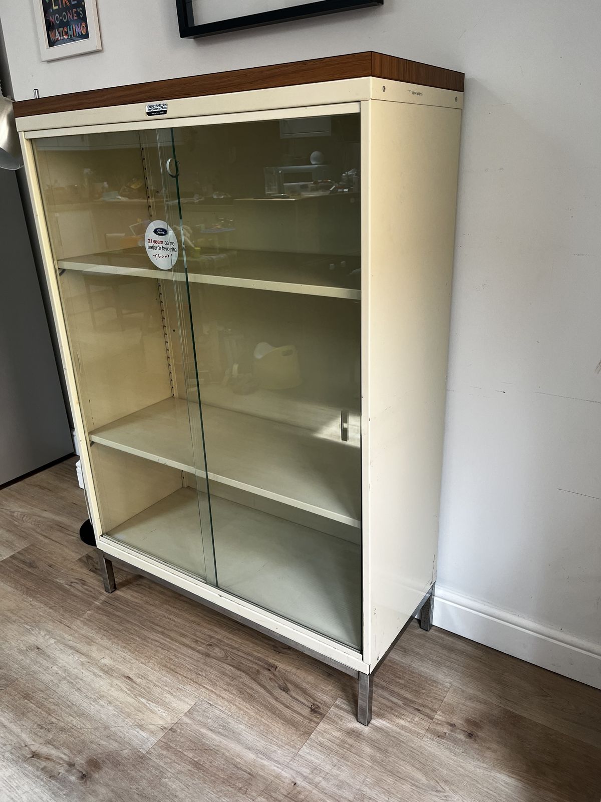 Mid Century Ford Sankey Sheldon Glazed Steel Bookcase Cabinet Industrial photo 395.0