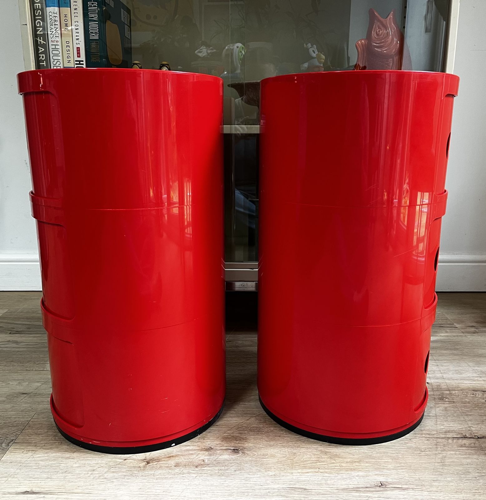 2 4967 Mcm Kartell Componibili 3 Tier Red Storage Bedside Units By Anna Castelli photo Furniture