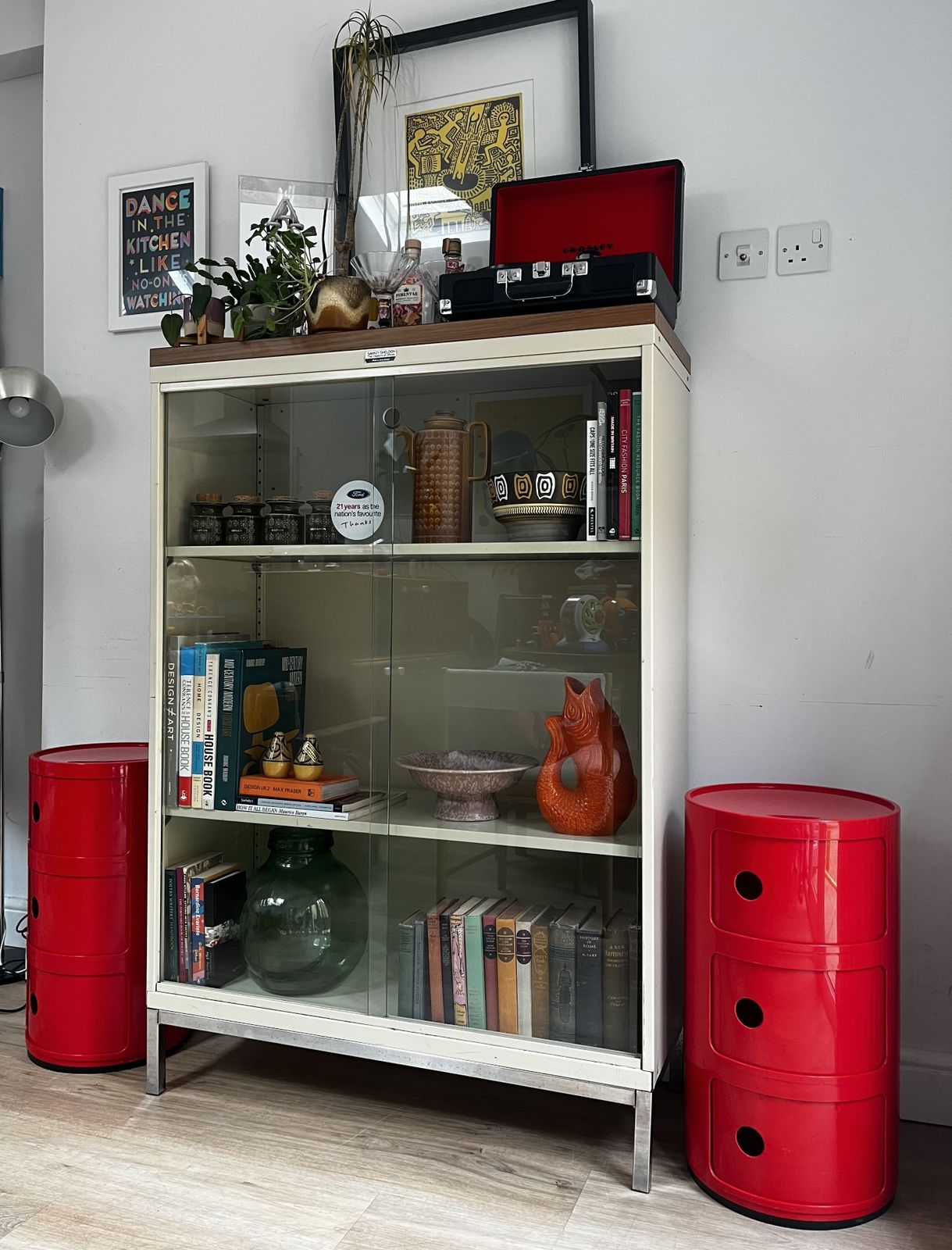 2 4967 Mcm Kartell Componibili 3 Tier Red Storage Bedside Units By Anna Castelli photo vintage