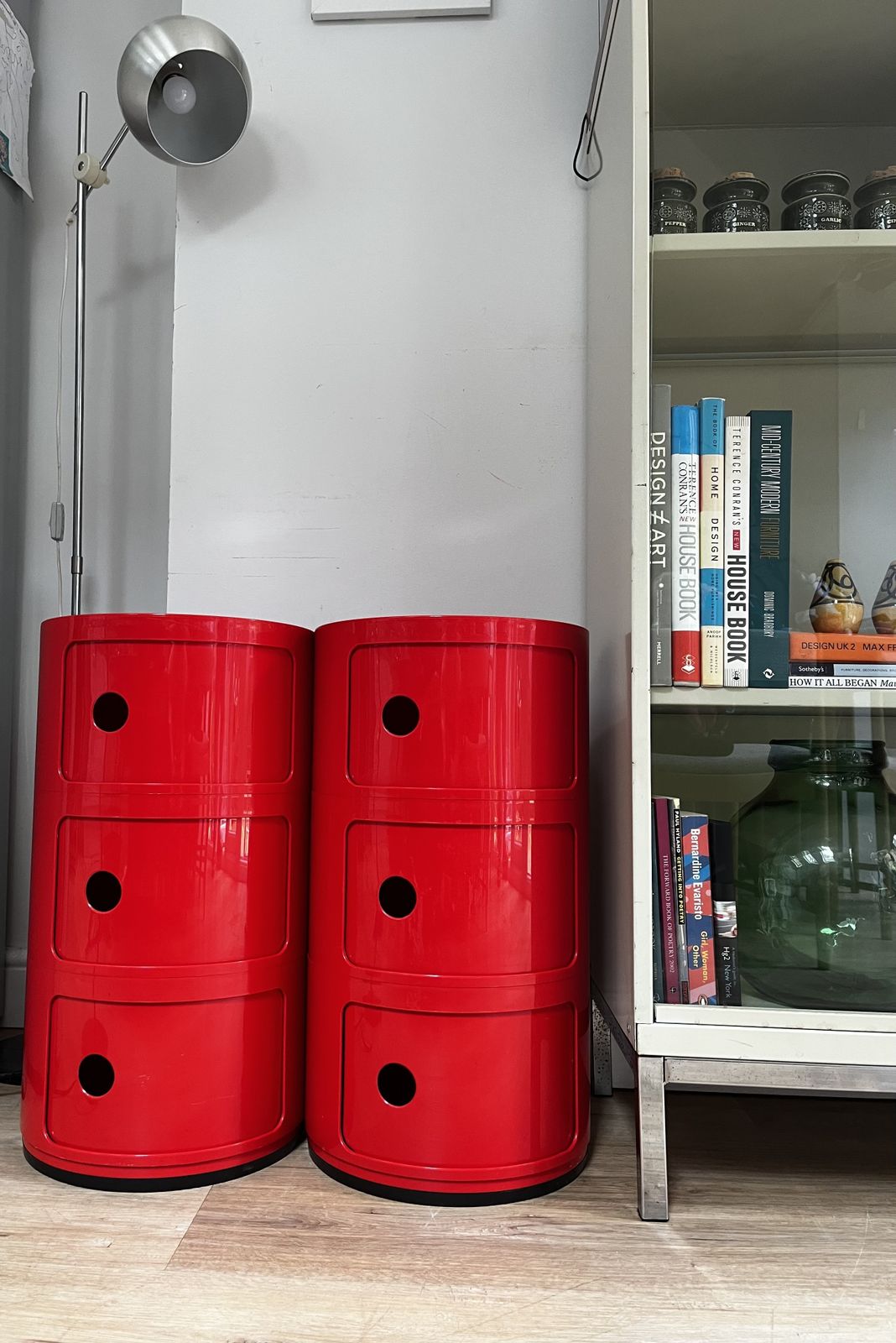photo furniture 2 4967 Mcm Kartell Componibili 3 Tier Red Storage Bedside Units By Anna Castelli