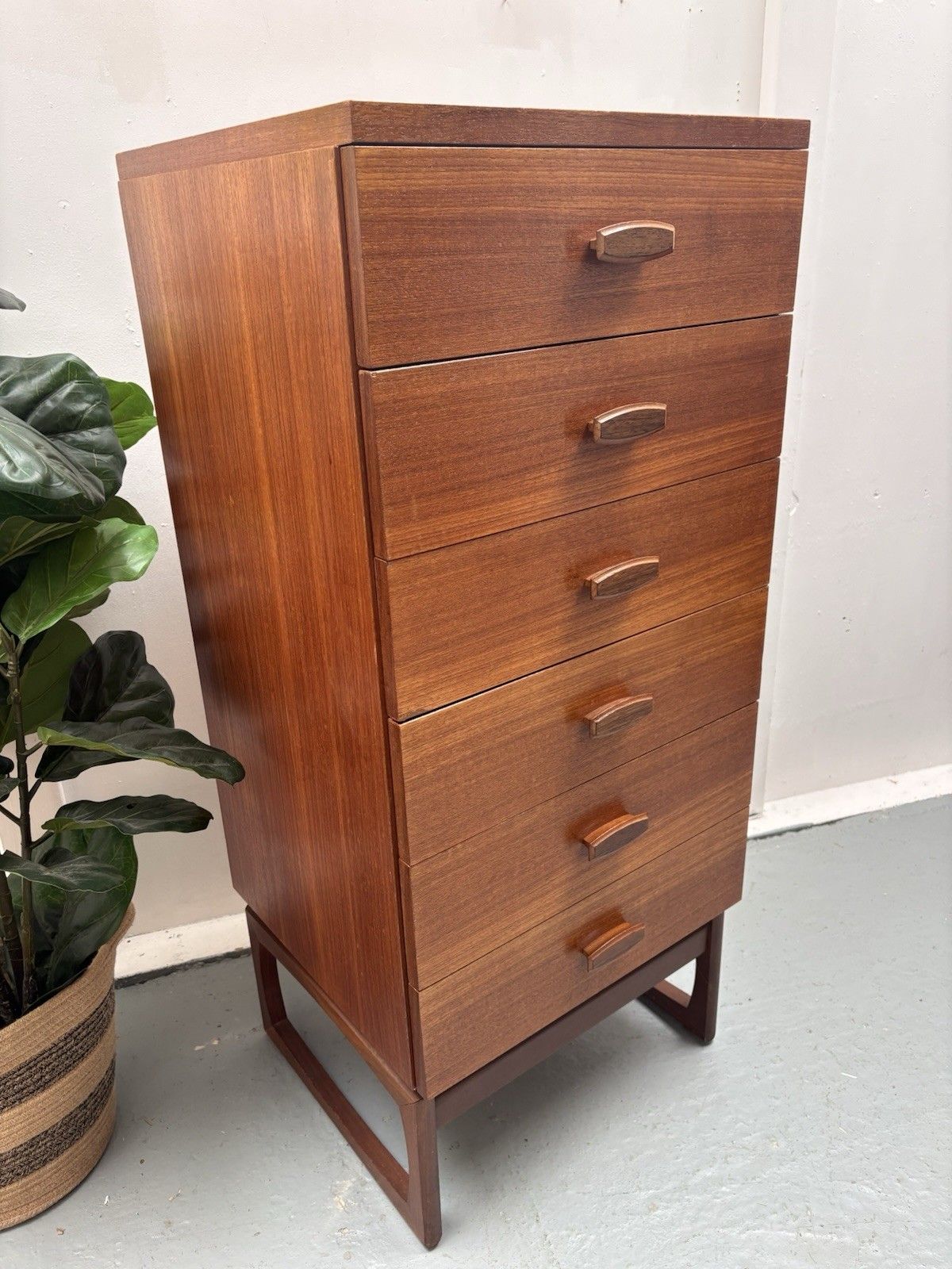 Mcm G Plan Quadrille Teak Tallboy Chest Of 6 Drawers photo for sale