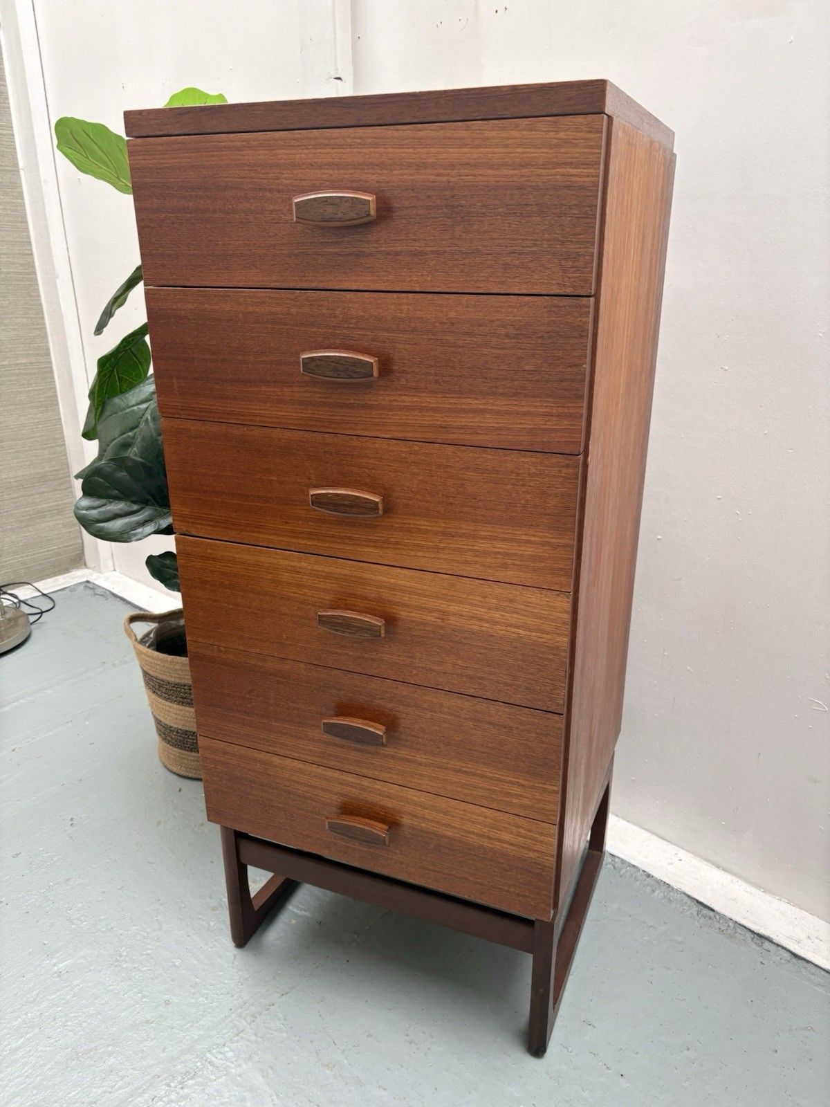 Mcm G Plan Quadrille Teak Tallboy Chest Of 6 Drawers photo Furniture