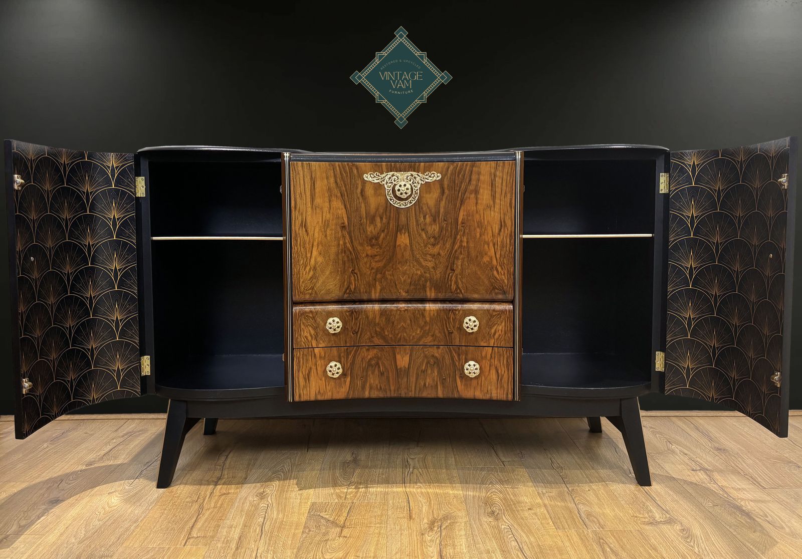 Beautility Cocktail Cabinet Palmer House Hotel Tiffany Peacocks photo for sale