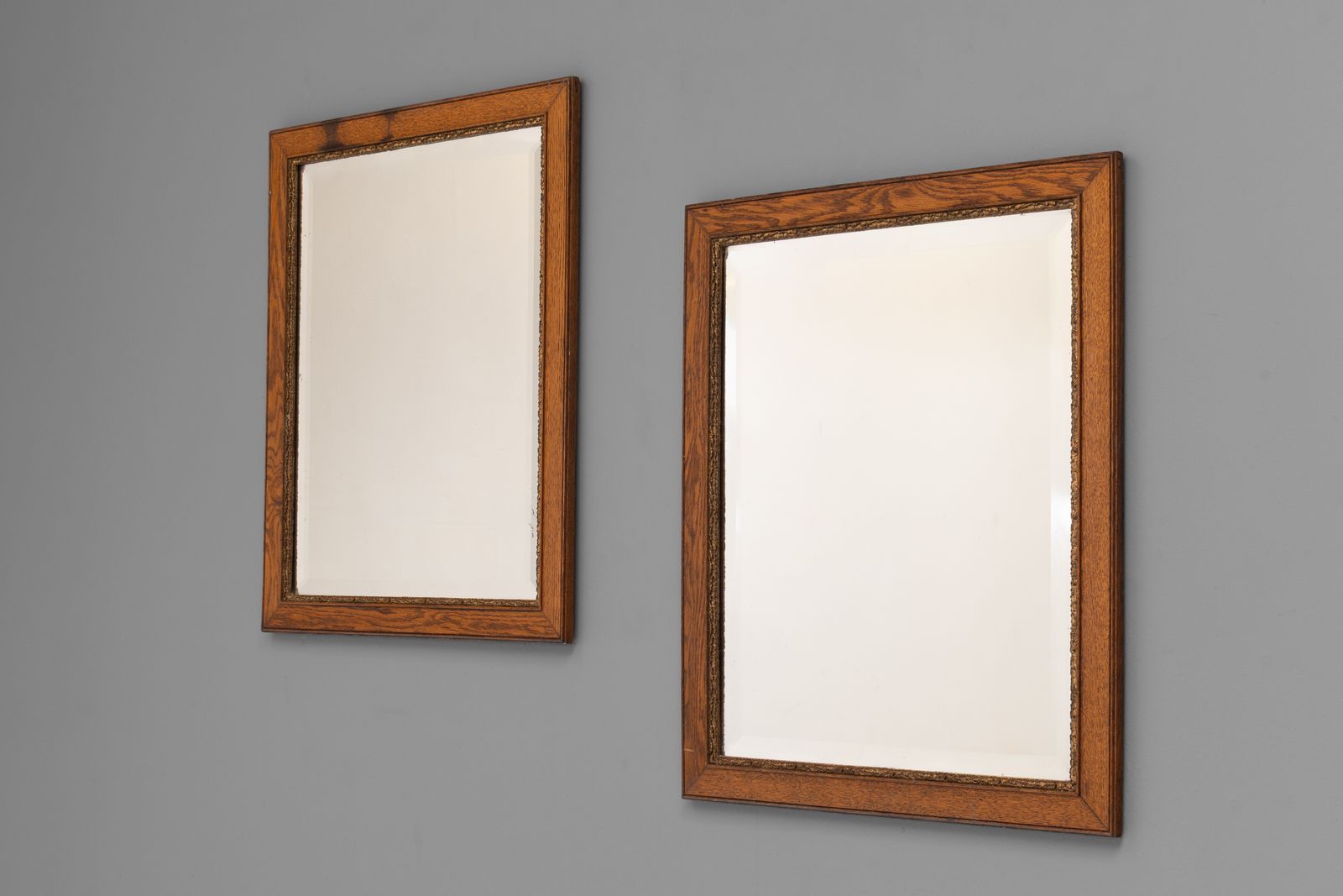 Pair Of Oak Framed Mirrors photo vinterior