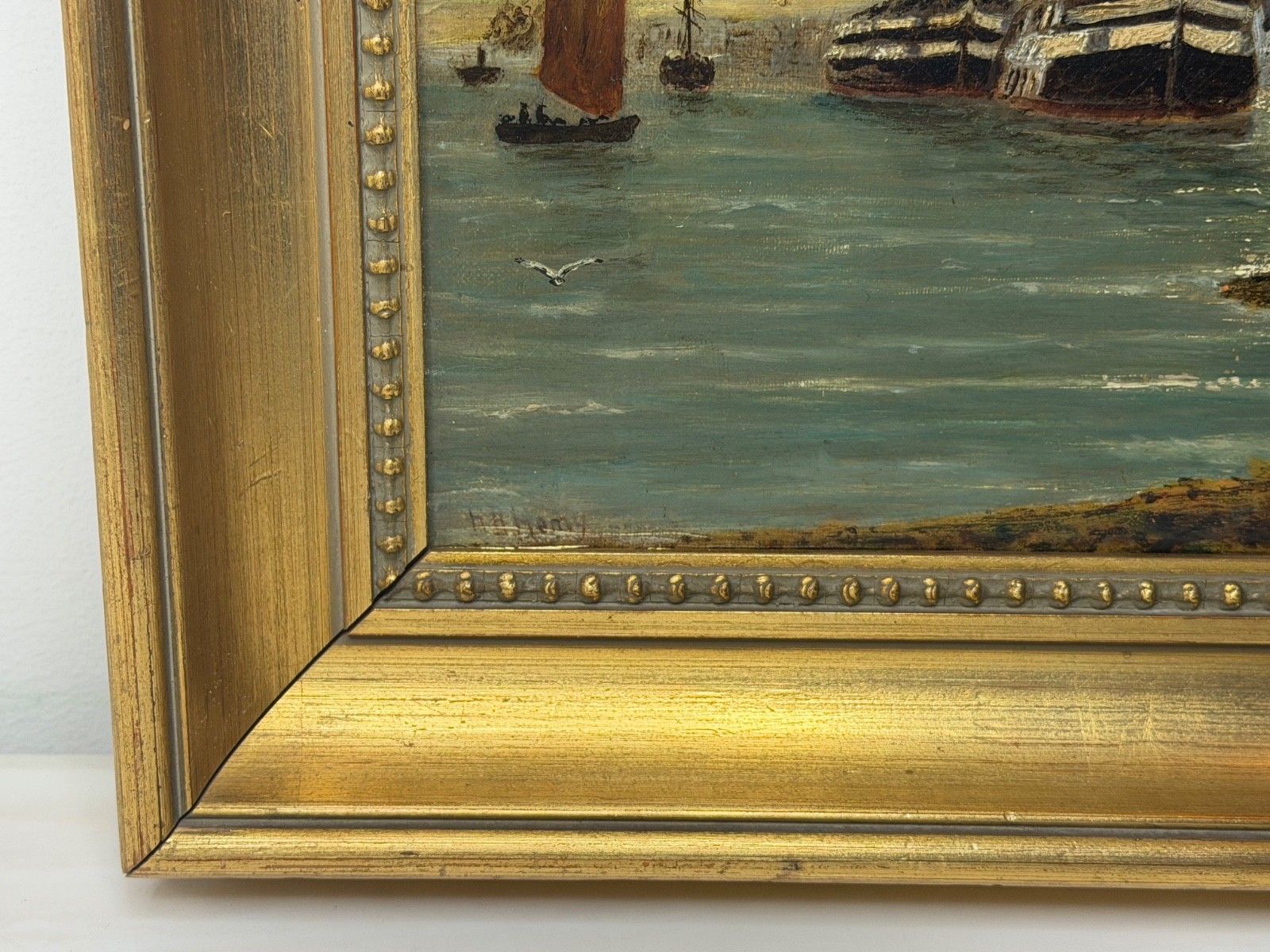 Victorian Oil Painting North Shields Harbour The Old Low Light In The Manner Of Bernard Benedict Hemy photo vintage