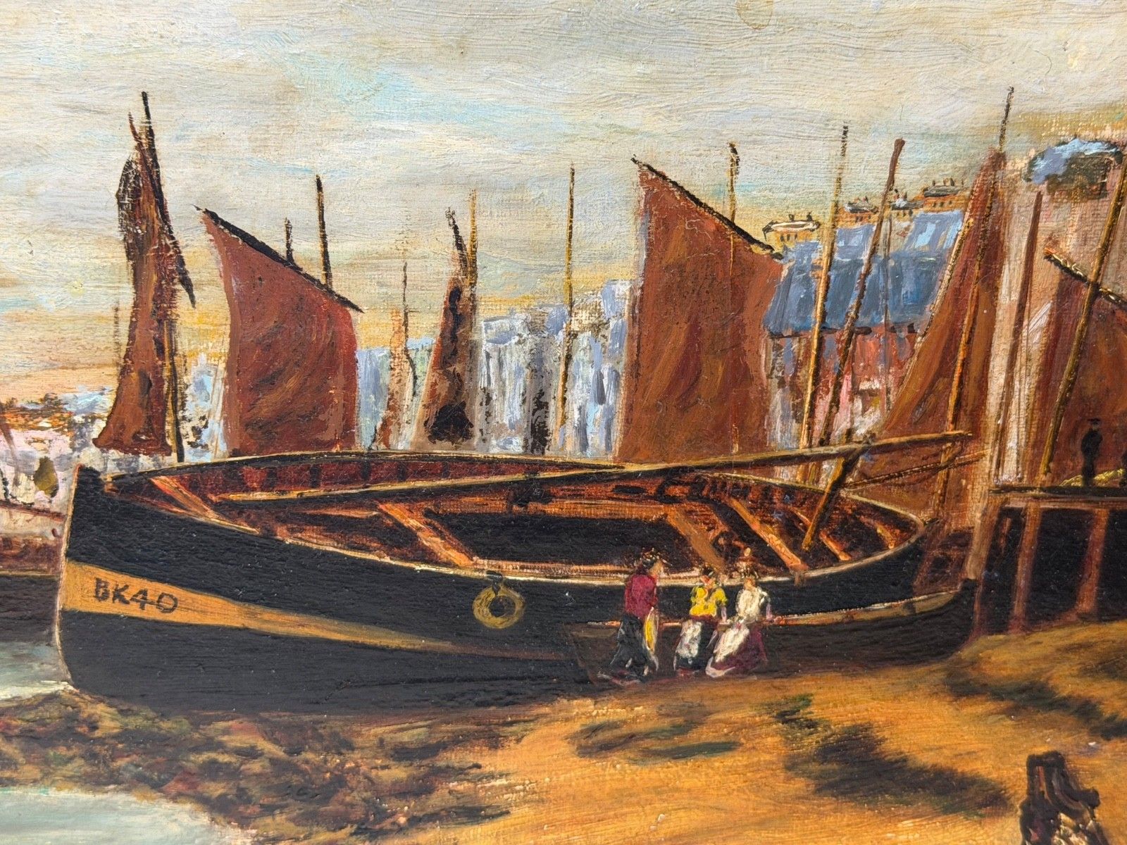 photo for sale Victorian Oil Painting North Shields Harbour The Old Low Light In The Manner Of Bernard Benedict Hemy
