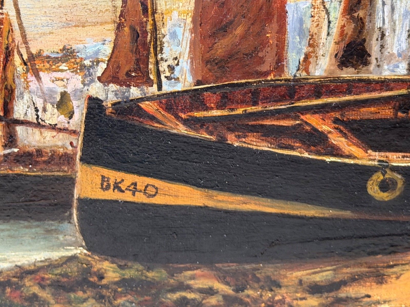 Art Victorian Oil Painting North Shields Harbour The Old Low Light In The Manner Of Bernard Benedict Hemy photo
