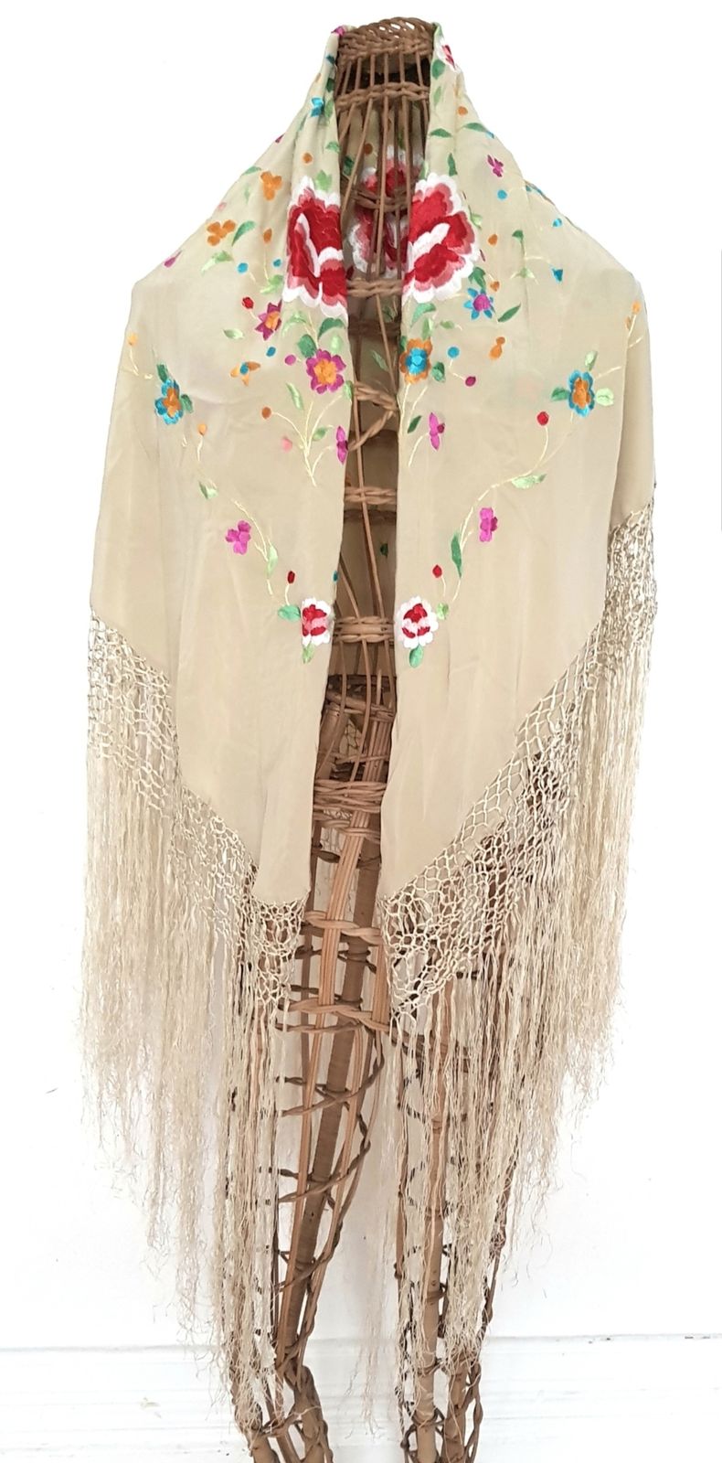 photo furniture Antique Silk Embroidered Piano Shawl, Manton De Manila.