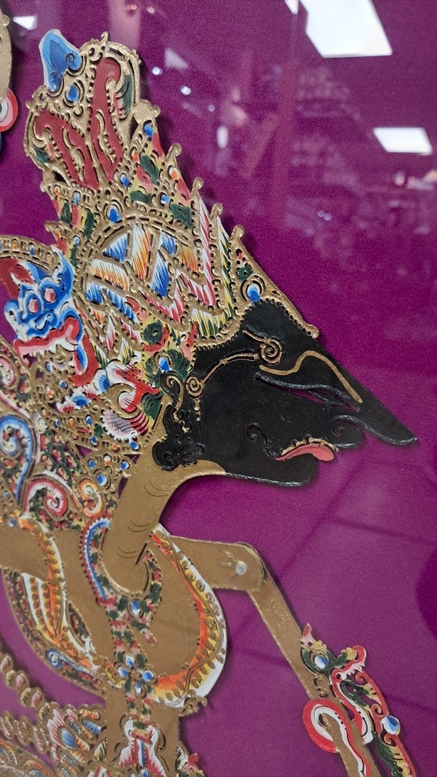 Pair Of Vintage Framed Indonesian Wayang Kulit Shadow Puppets photo for sale