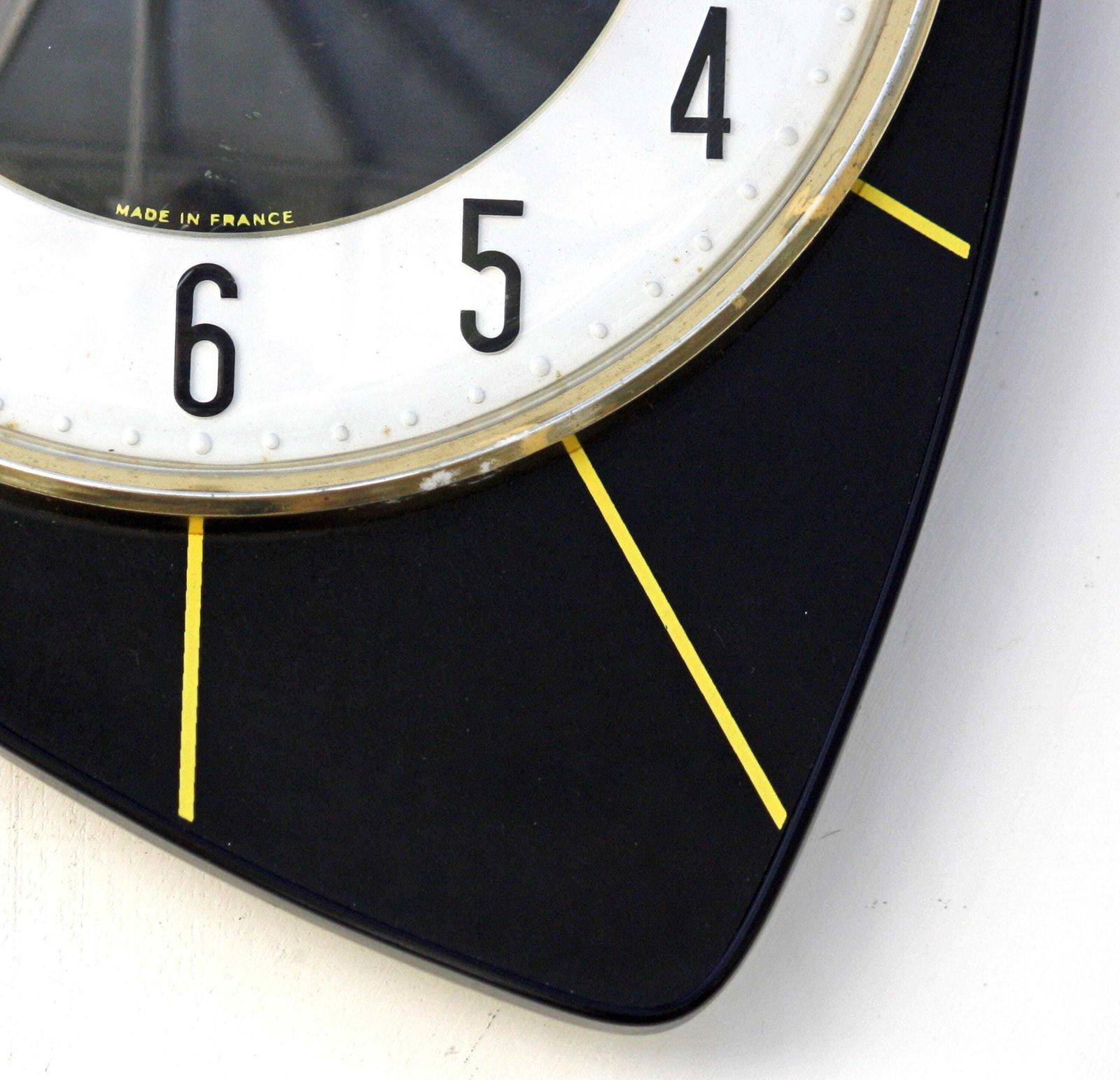 Vintage Japy Wall Clock   29cm Mid Century Style Wooden Black Formica French Retro Wooden 1970s Atomic Gift Off The Wall Clocks photo Home Decor