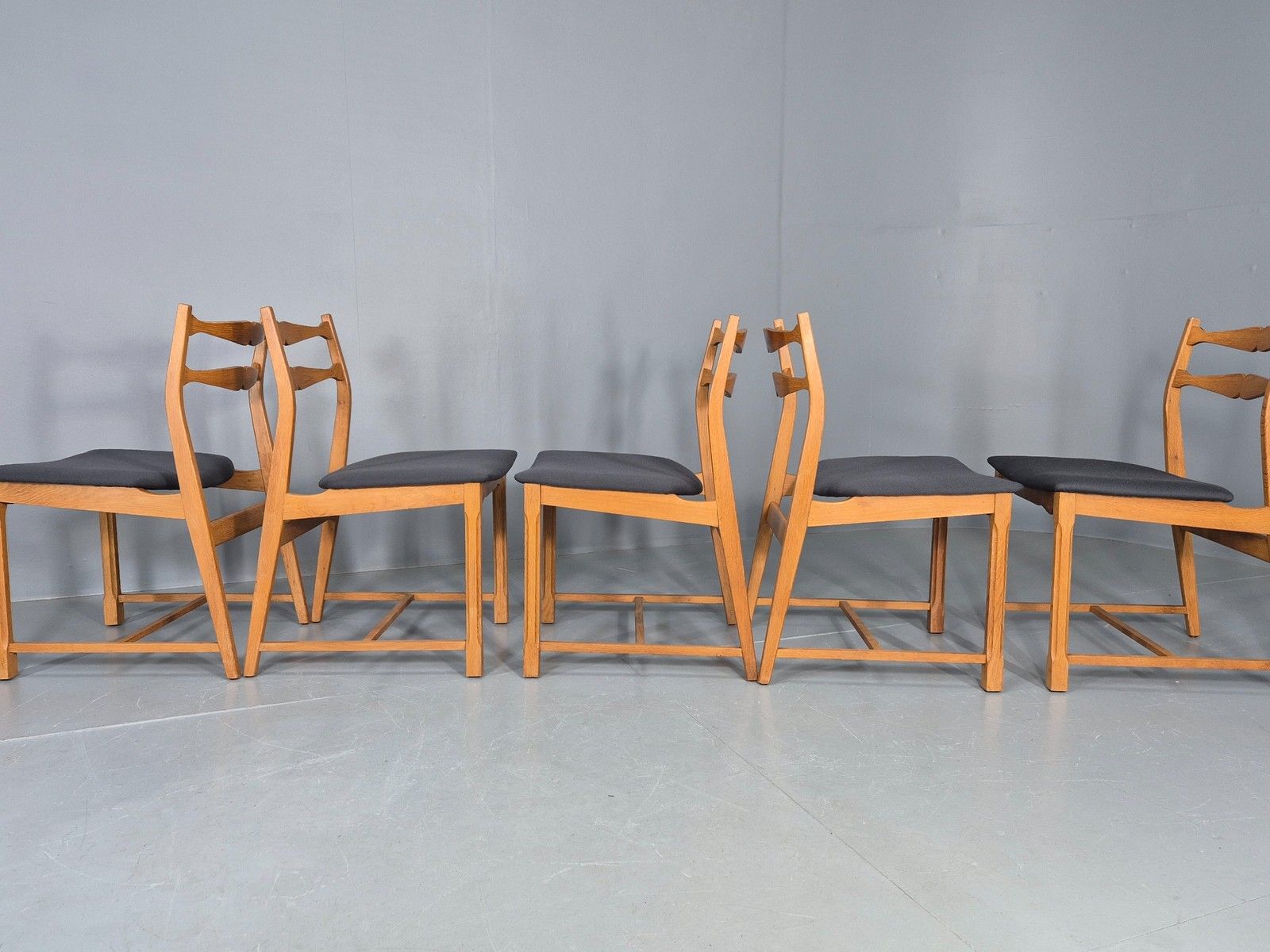 5 Vintage Kjaernulf Style Dining Chairs Oak Frame New Seats 1970s Retro Eb12141 photo 400.0