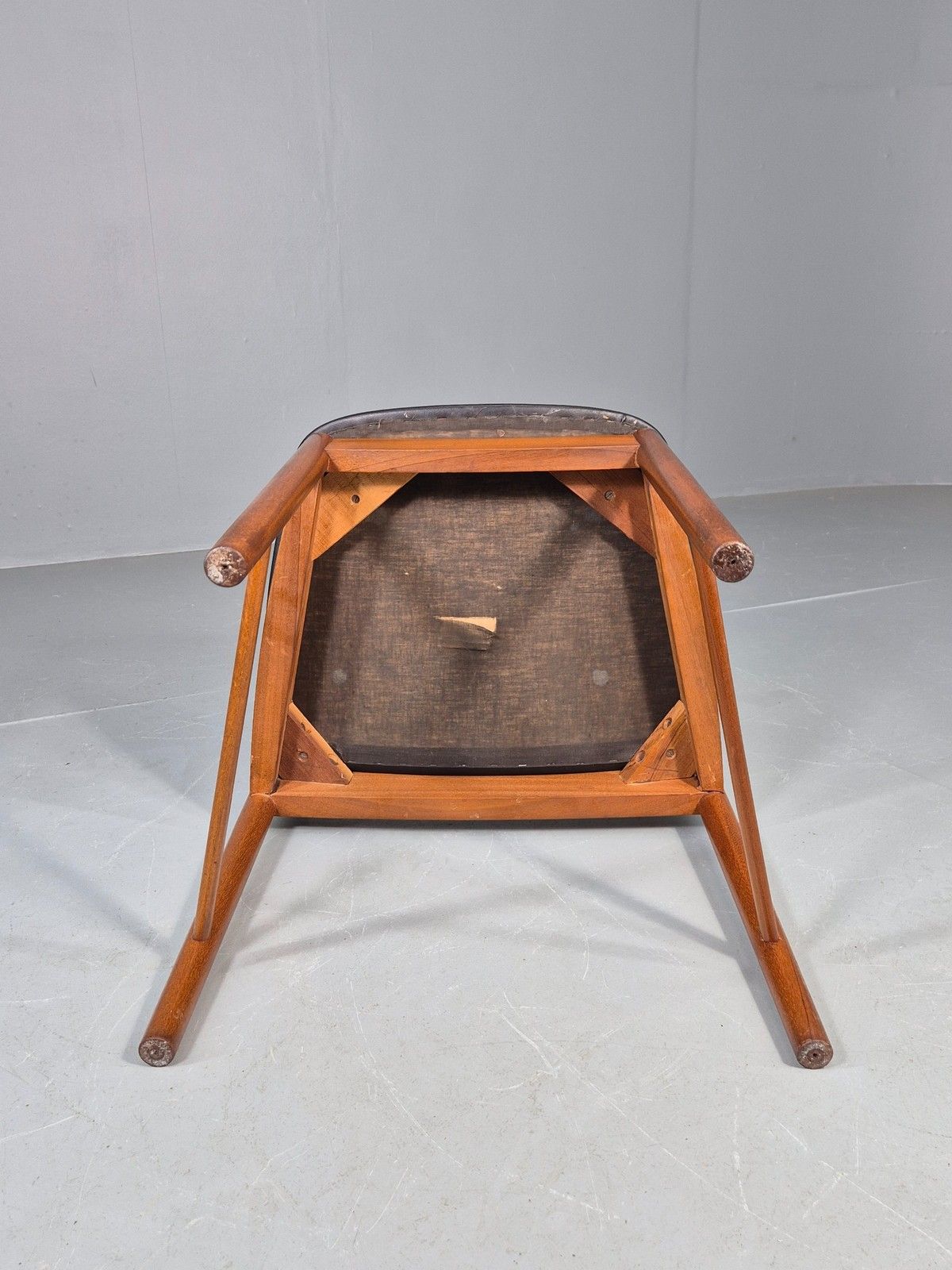 Furniture Vintage McIntosh Single Dining Chair Teak Vinyl Roundette Model Retro Eb12180 photo