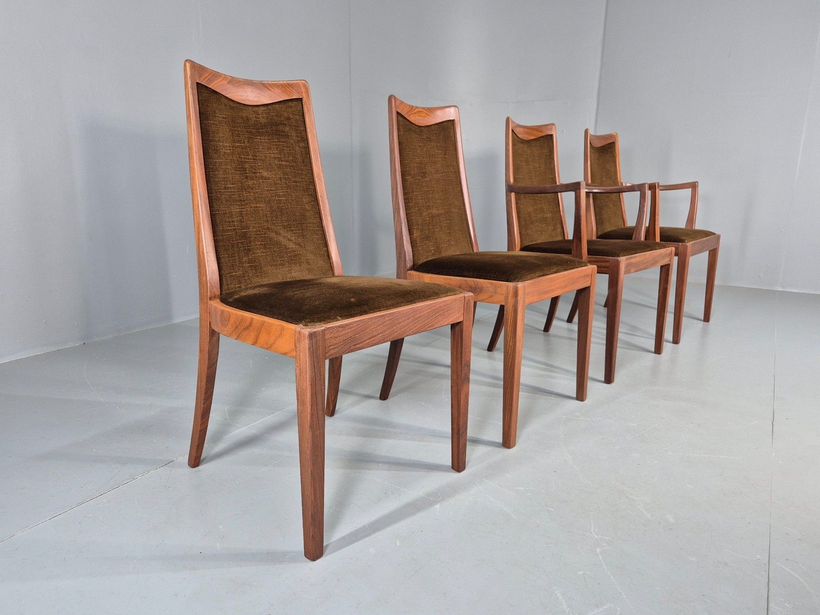 4 Vintage G Plan Dining Chairs Teak Frame Brown Dralon 70s Retro Fresco Eb12185 photo furniture