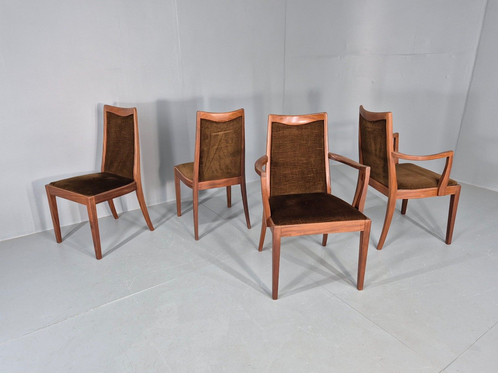photo vinterior 4 Vintage G Plan Dining Chairs Teak Frame Brown Dralon 70s Retro Fresco Eb12185