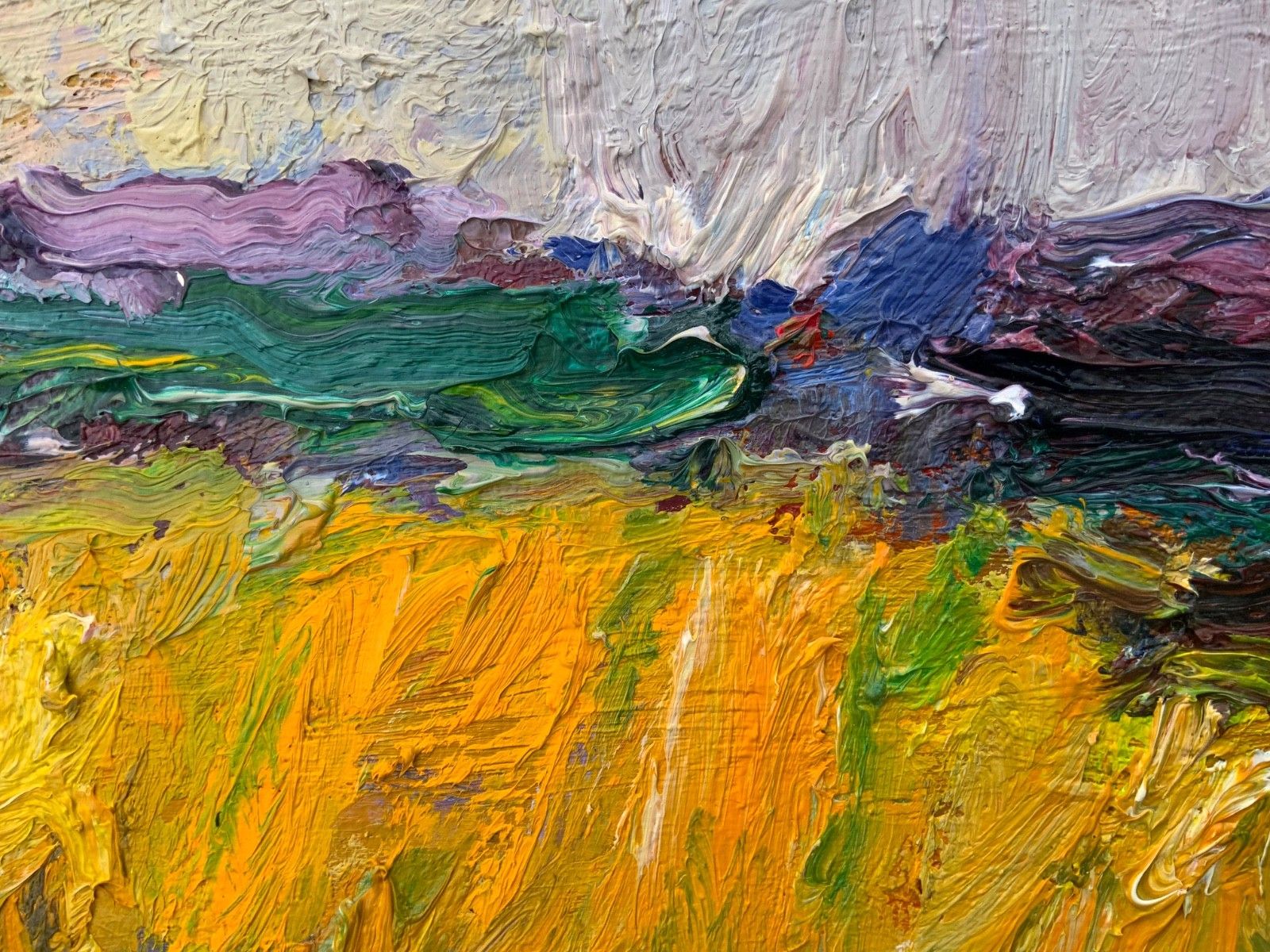 Art Vintage Original Expressionist Oil On Canvas By A. Eres, 1977 photo