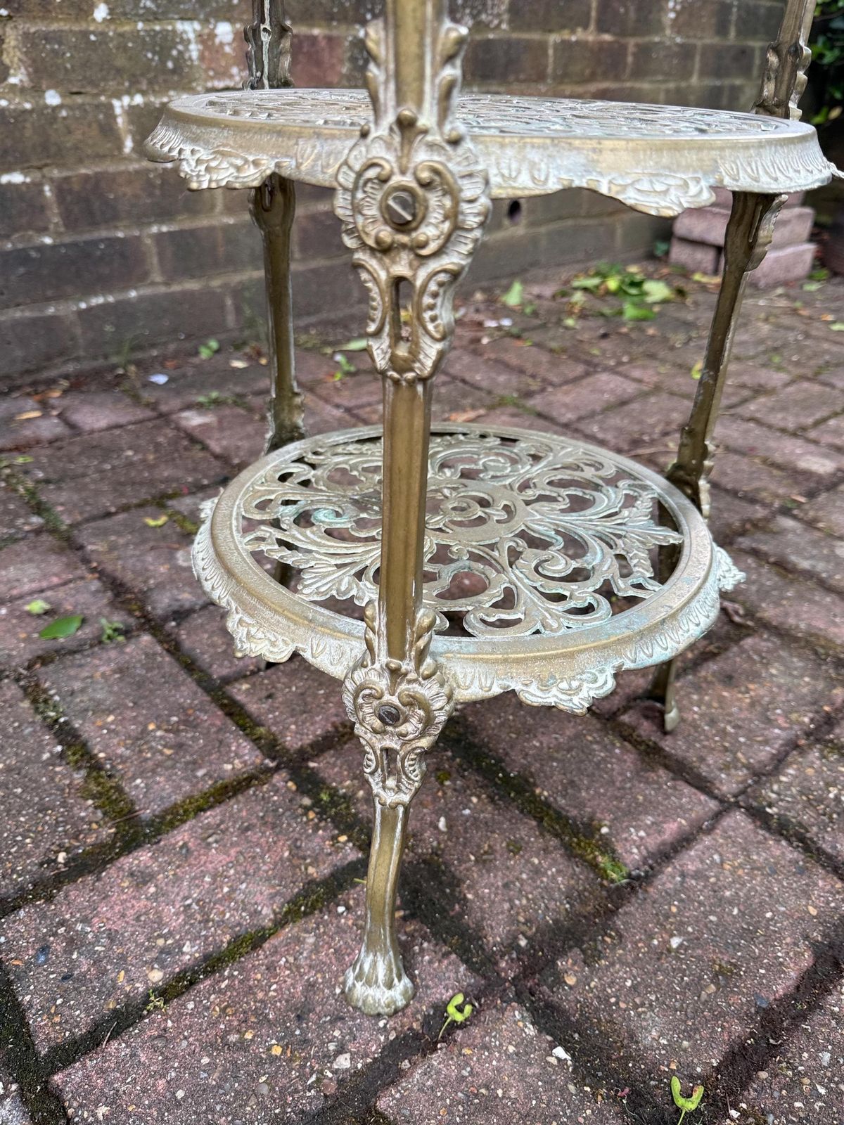 Home Decor Authentic Victorian Ornate Brass Plant Stand Three Tier Display Stand photo