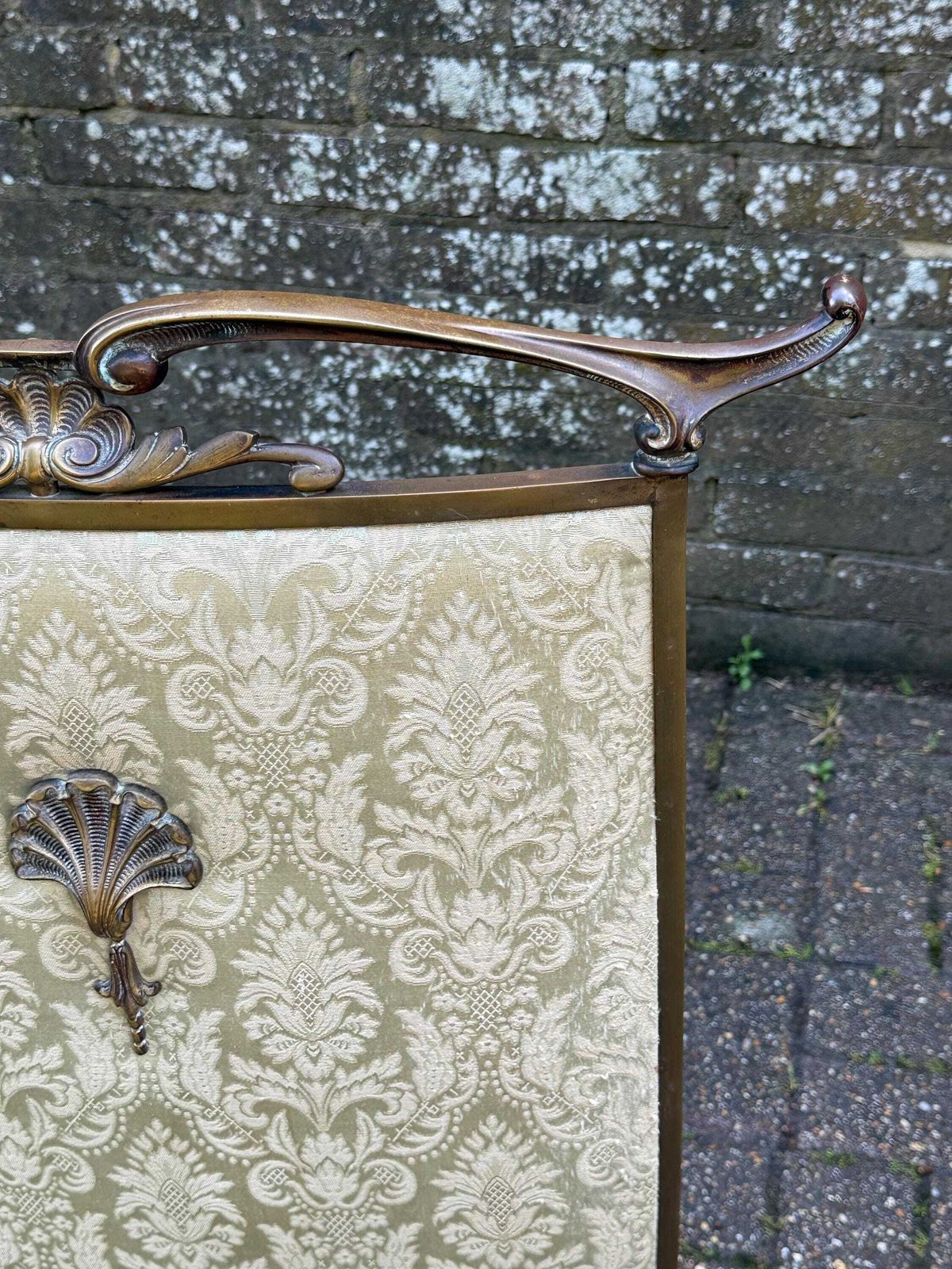Exceptional Vintage Brass Fire Screen, Art Nouveau Style Fireplace Guard photo buy