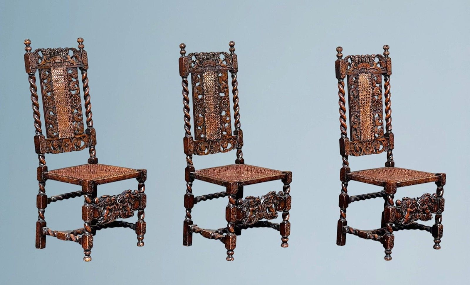 Antique Carved Walnut Jacobean Style Chair photo furniture