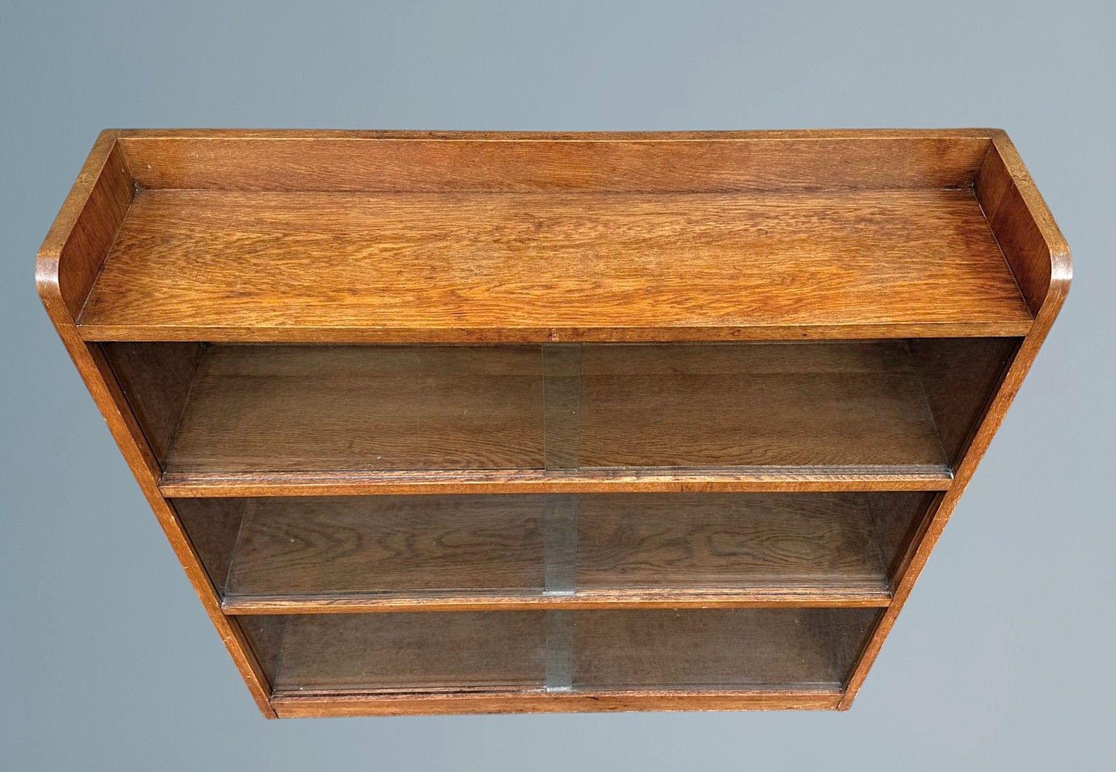 Antique Oak Sliding Door Bookcase photo 85.0