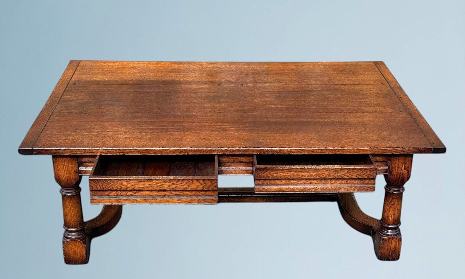 Large Oak Two Drawer Coffee Table photo vinterior