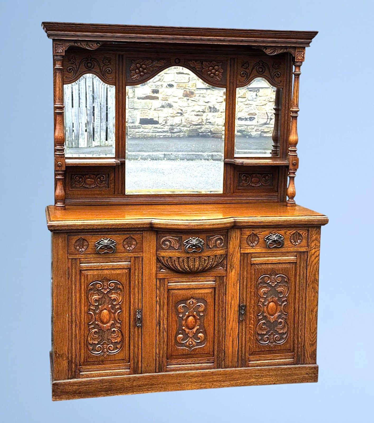 Edwardian Oak Mirror Back Sideboard photo furniture