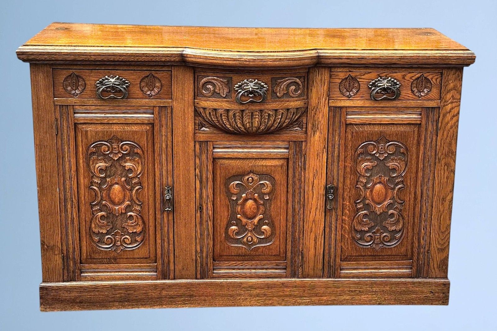 Edwardian Oak Mirror Back Sideboard photo vintage