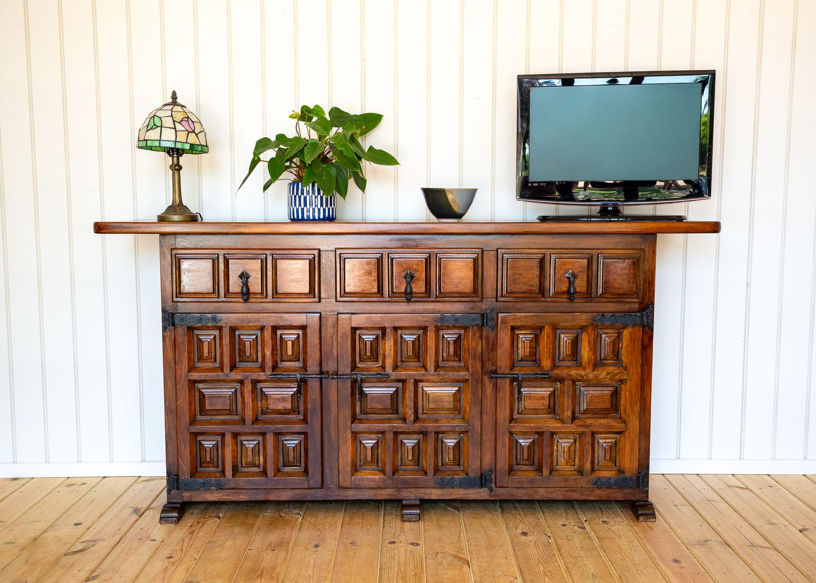 Spanish Sideboard Credenza Navarro Argudo Baroque Tuscan Mid Century Walnut Iron Brutalist Geometric Catalan photo Furniture