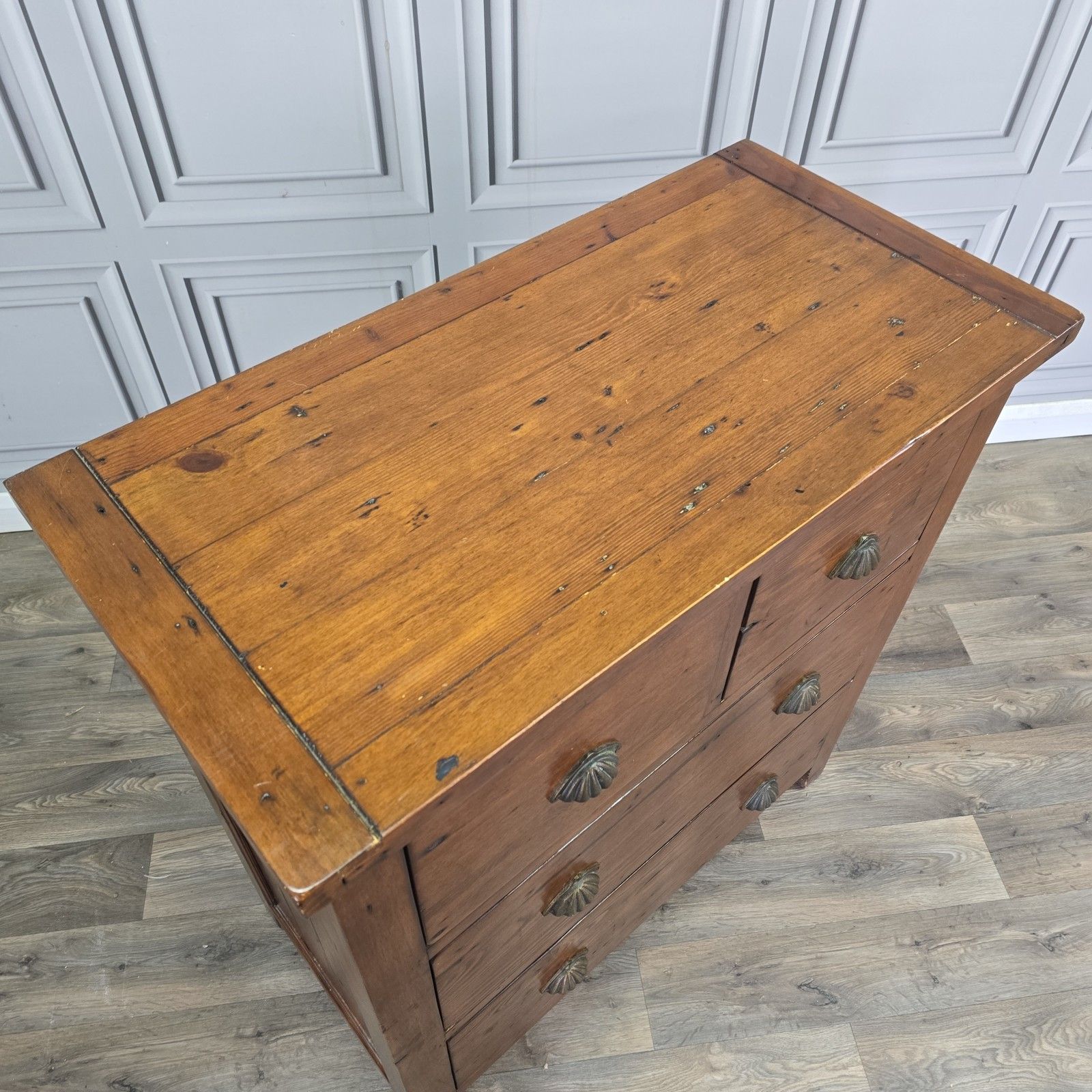 Rustic Chest Of Drawers Solid Wooden Irish Coast Reclaimed Pine Tallboy photo for sale