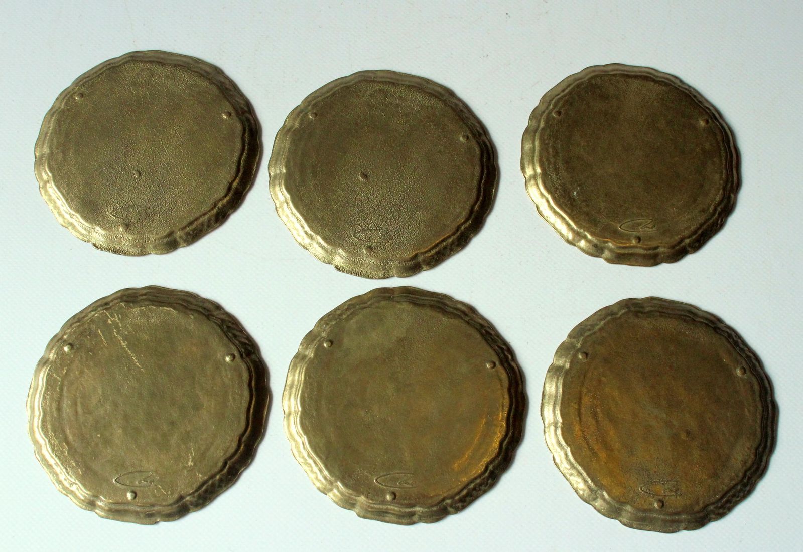 6 Design Massief Messing Onderzetters Als Set Vintage Uit De Jaren 60 photo buy