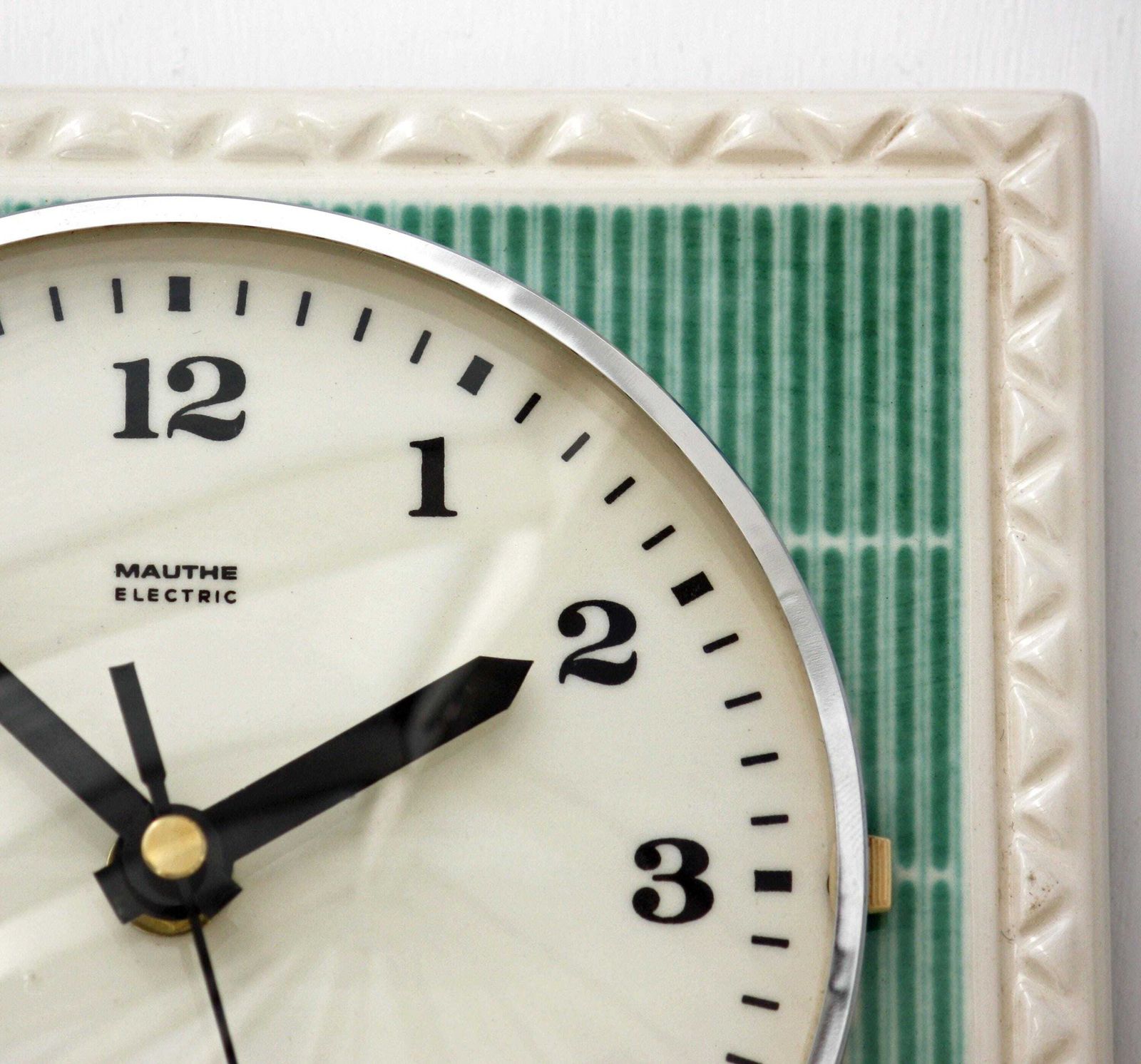 Vintage Mauthe Wall Clock   20cm Ceramic Retro Style Mid Century Style Antique Green Clock Gift Off The Wall Clocks photo for sale