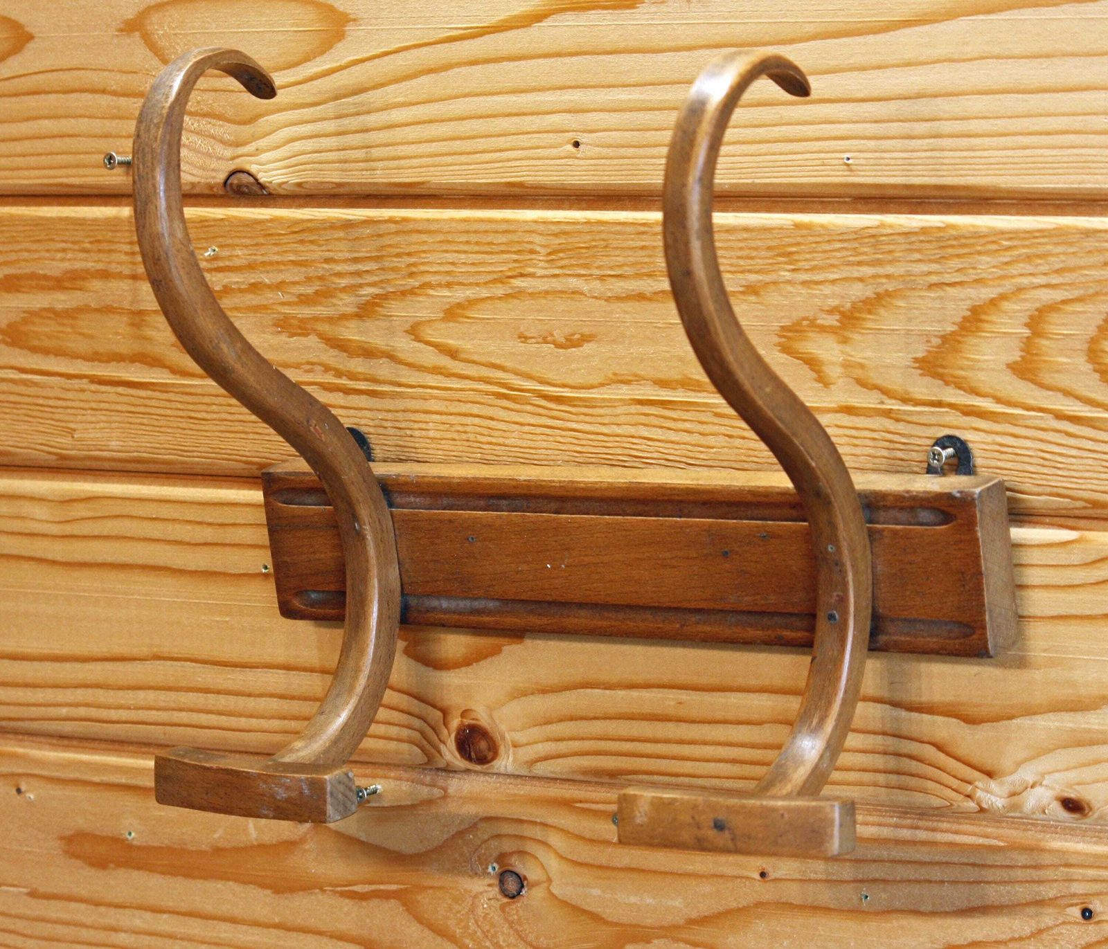 Vintage Wooden Coat Hooks   30cm French Mid Century Hanger Distressed Wall Decor Off The Wall Clocks